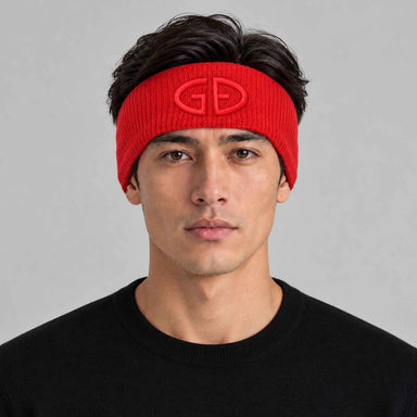 Goldbergh Warmth Headband in Flame Red in Flame — mens front. AI-generated from manufacturer reference photographs.