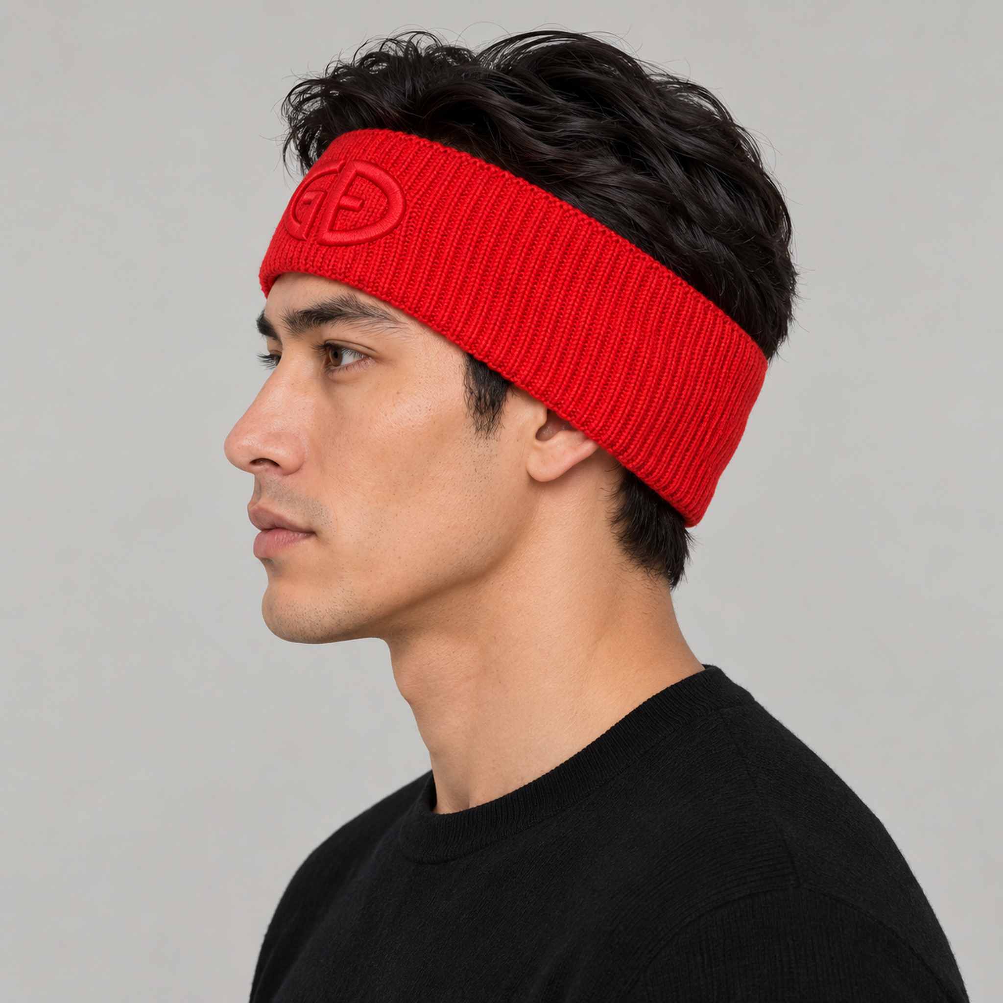 Goldbergh Warmth Headband in Flame Red in Flame — mens side. AI-generated from manufacturer reference photographs.