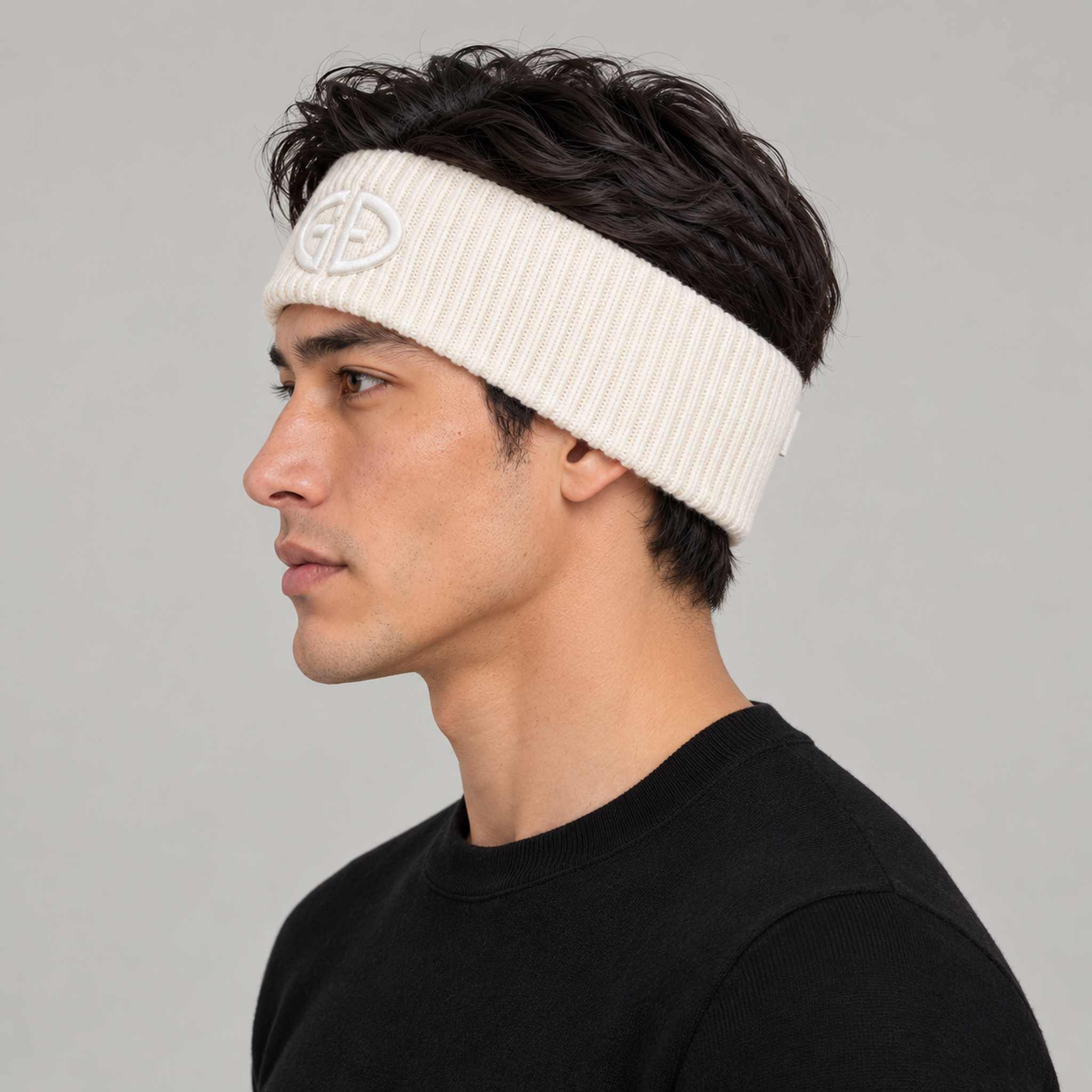 Goldbergh Warmth Headband in Snow White in Snow White — mens side. AI-generated from manufacturer reference photographs.