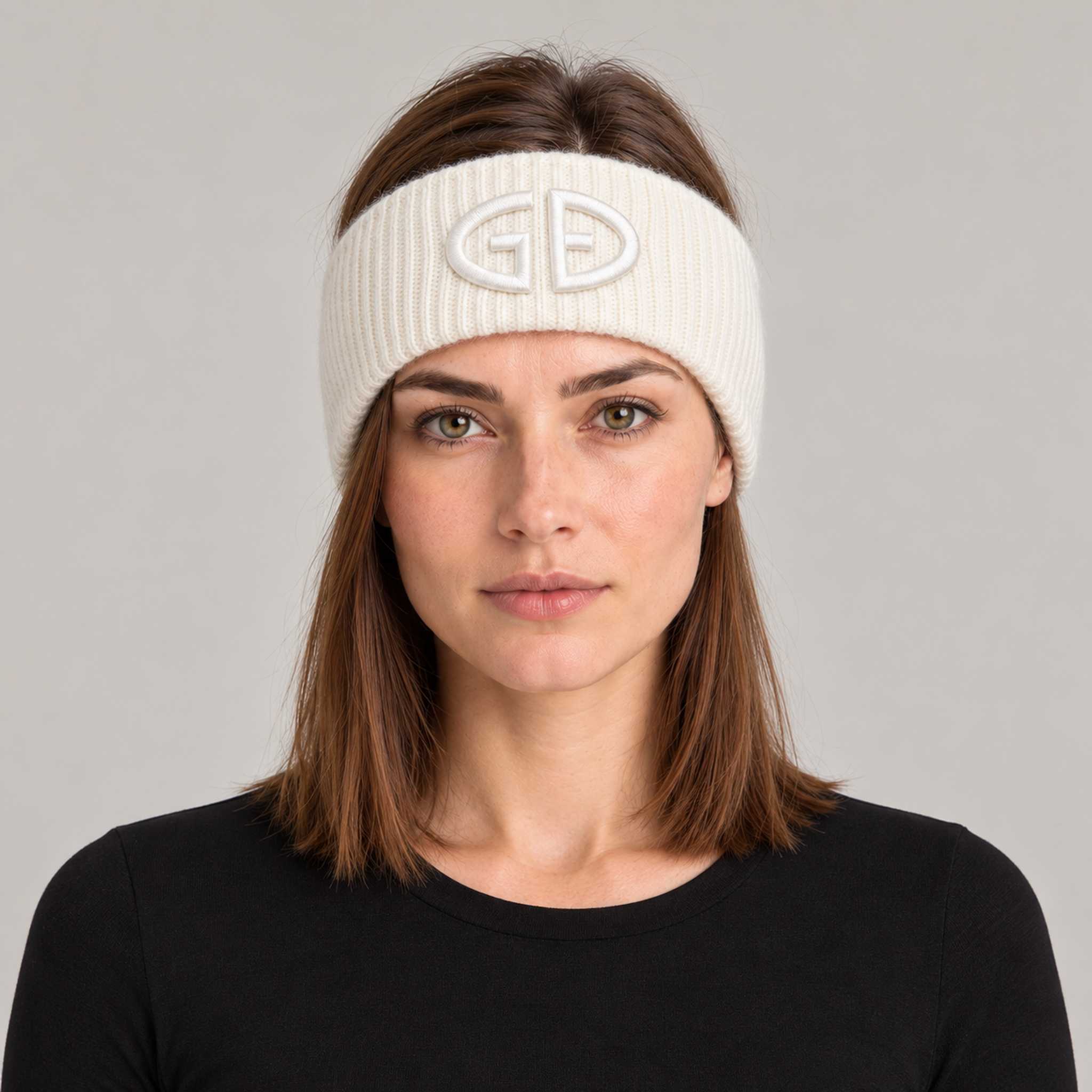 Goldbergh Warmth Headband in Snow White in Snow White — womens front. AI-generated from manufacturer reference photographs.