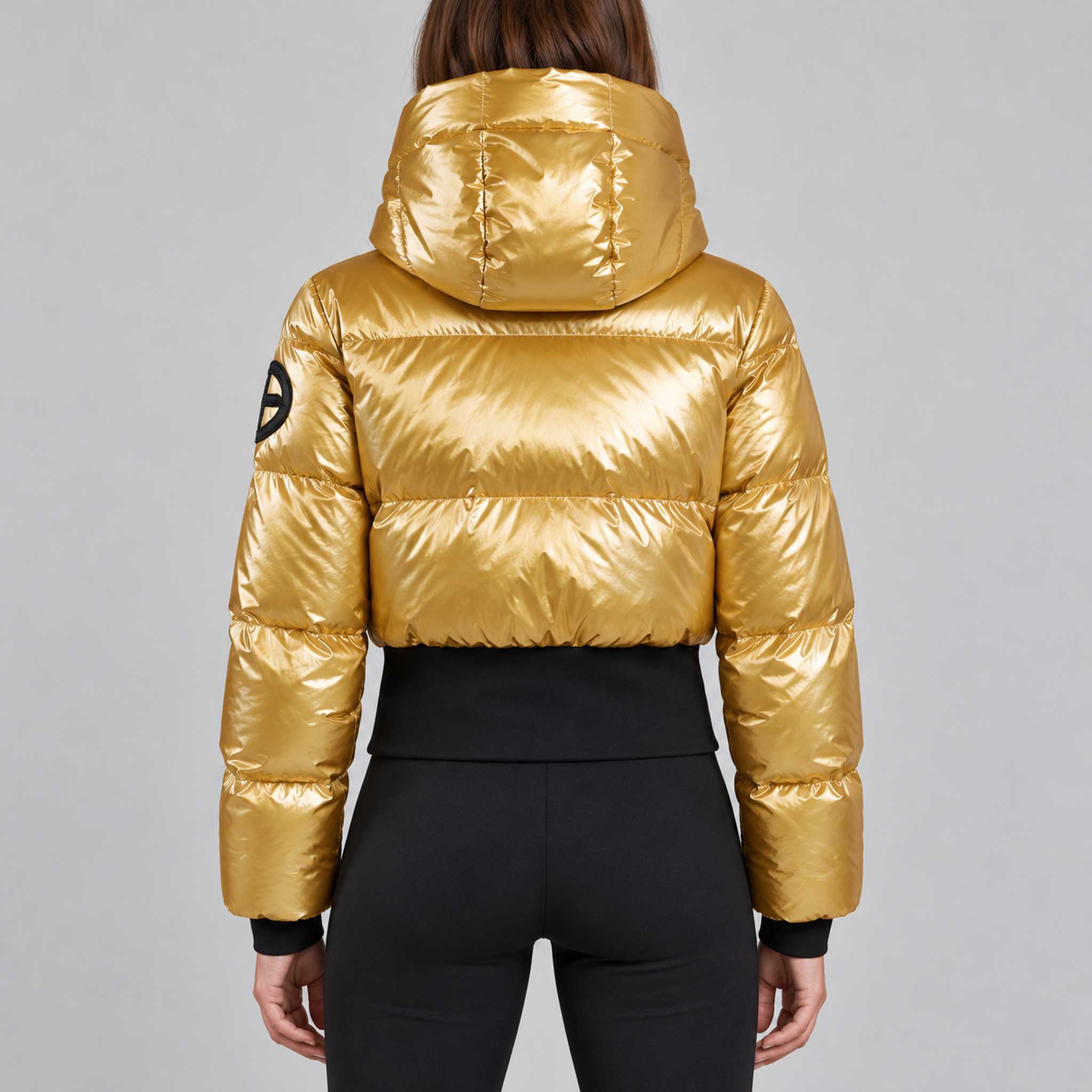 Goldbergh womens Bombardino Ski Jacket in Rich Gold (Rich Gold) - model back. AI-generated from manufacturer imagery.