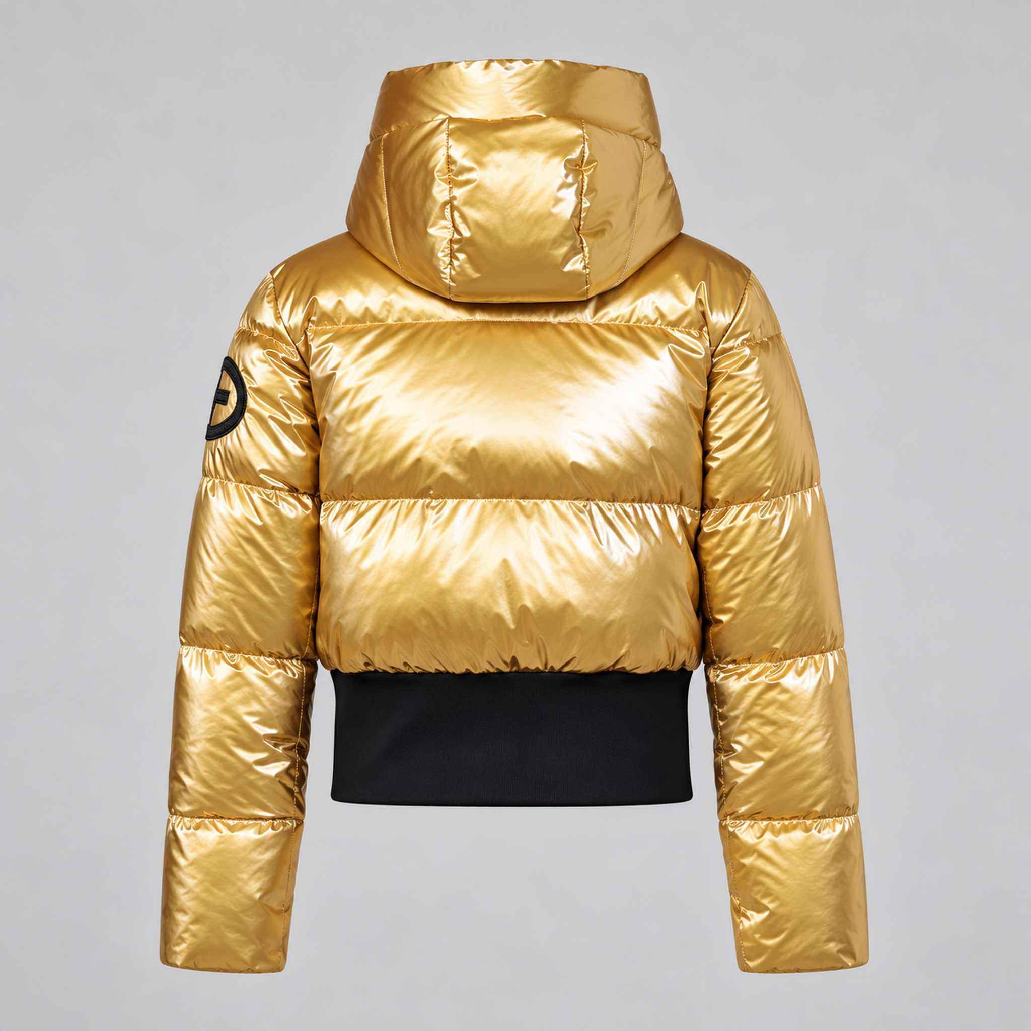Goldbergh women's Bombardino Ski Jacket in Rich Gold – back view. AI-generated from manufacturer imagery.