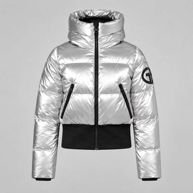 Goldbergh women's Bombardino Ski Jacket in Silver – front view. AI-generated from manufacturer imagery.