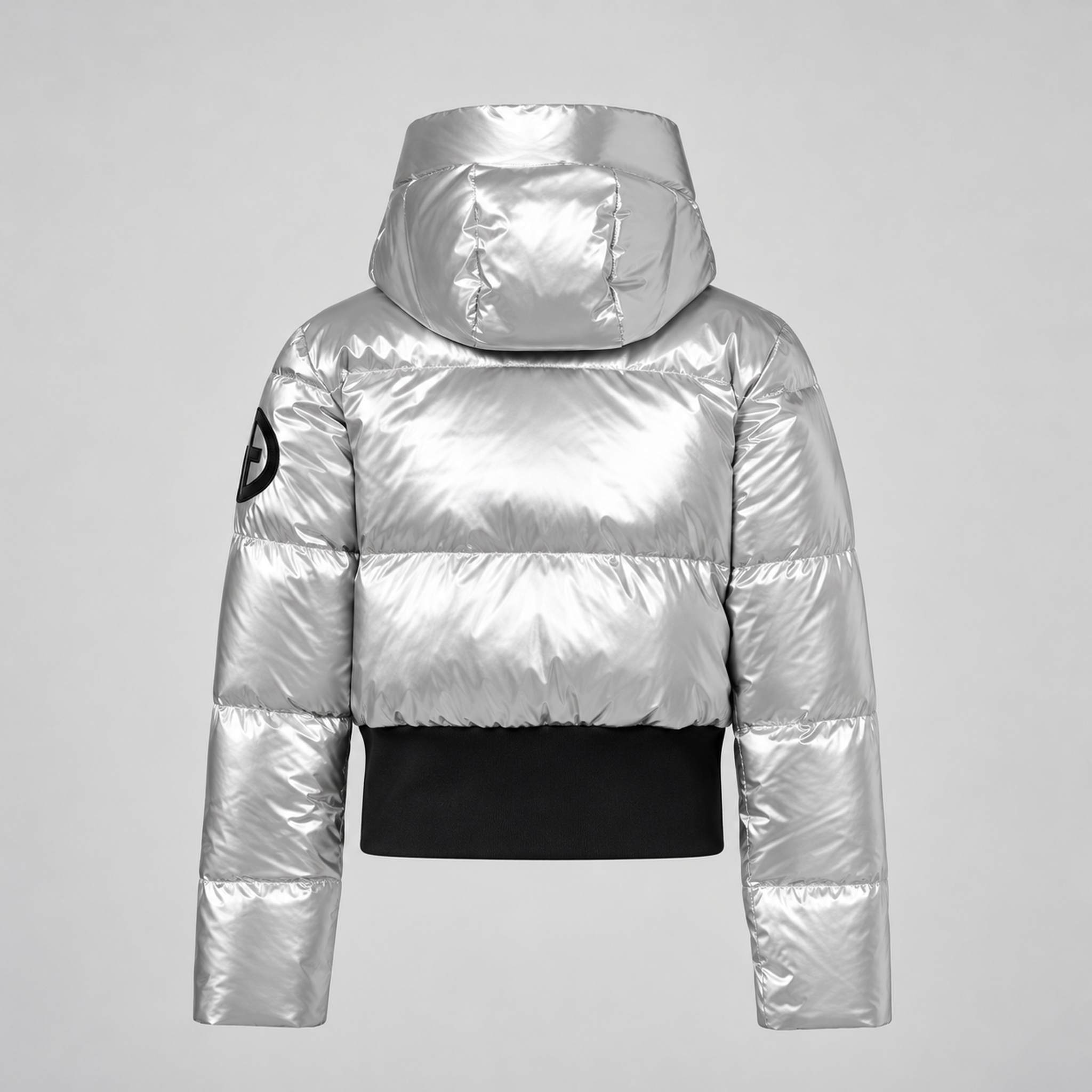 Goldbergh women's Bombardino Ski Jacket in Silver – back view. AI-generated from manufacturer imagery.