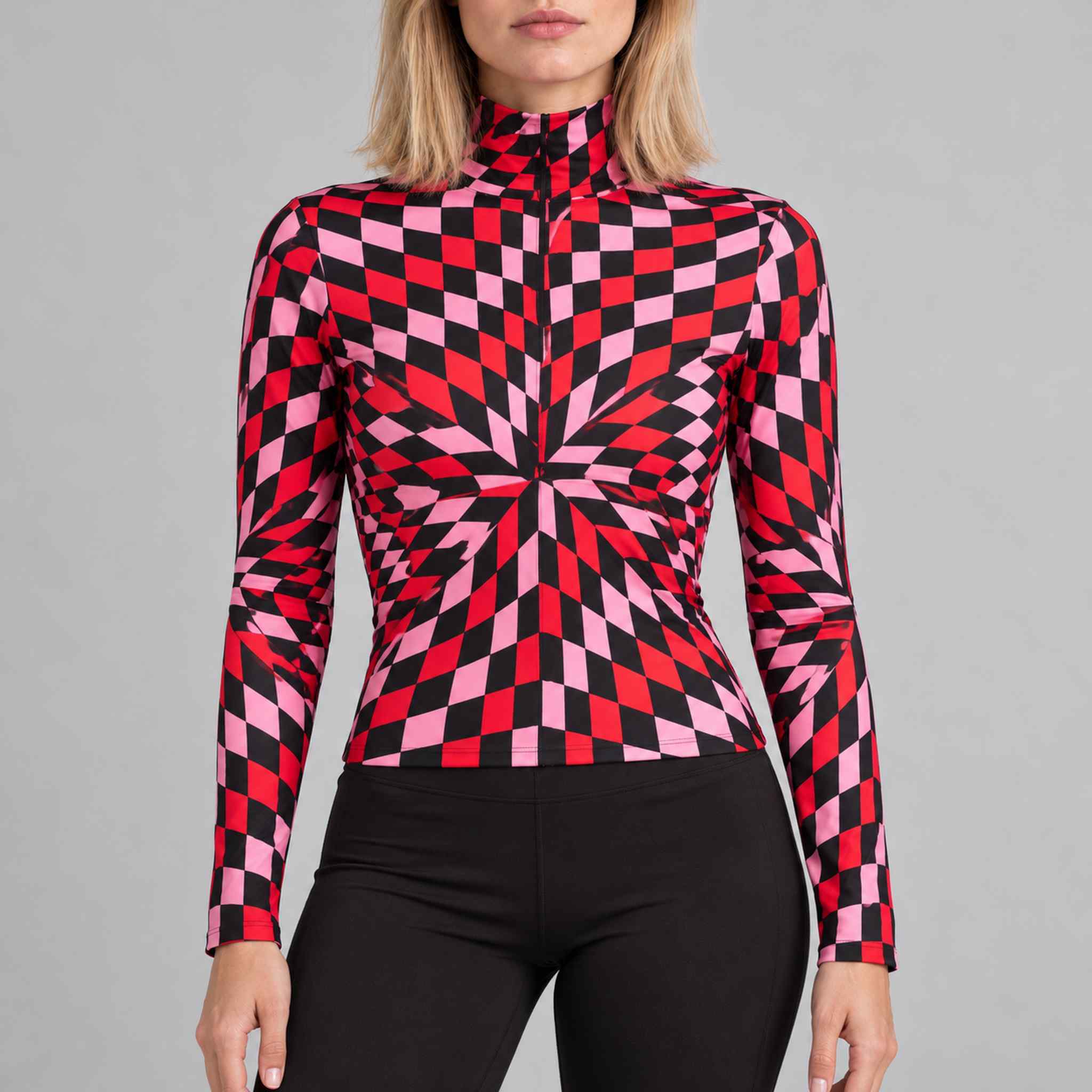 Goldbergh womens Chesu Pully (Spiral Chess Red) - model front. AI-generated from manufacturer imagery.