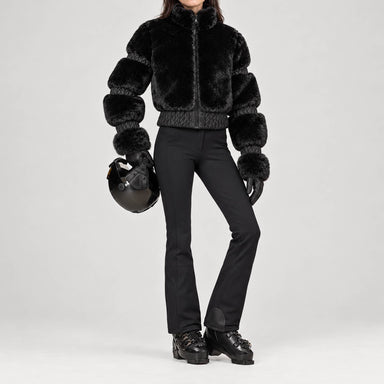 Goldbergh women's Furry Ski Jacket – ski pose view. AI-generated from manufacturer imagery.