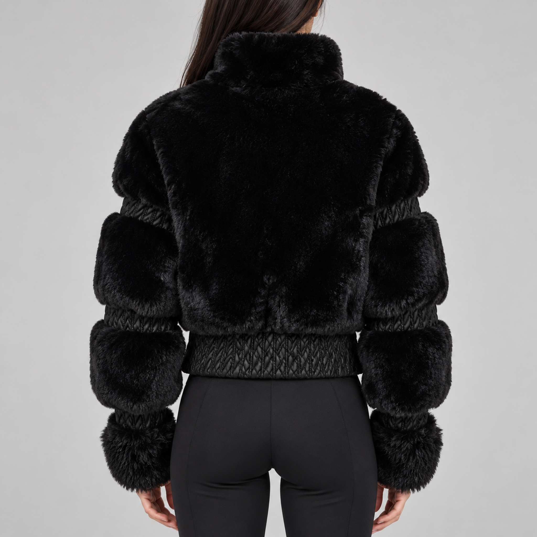 Goldbergh womens Furry Ski Jacket (Black) - model back. AI-generated from manufacturer imagery.