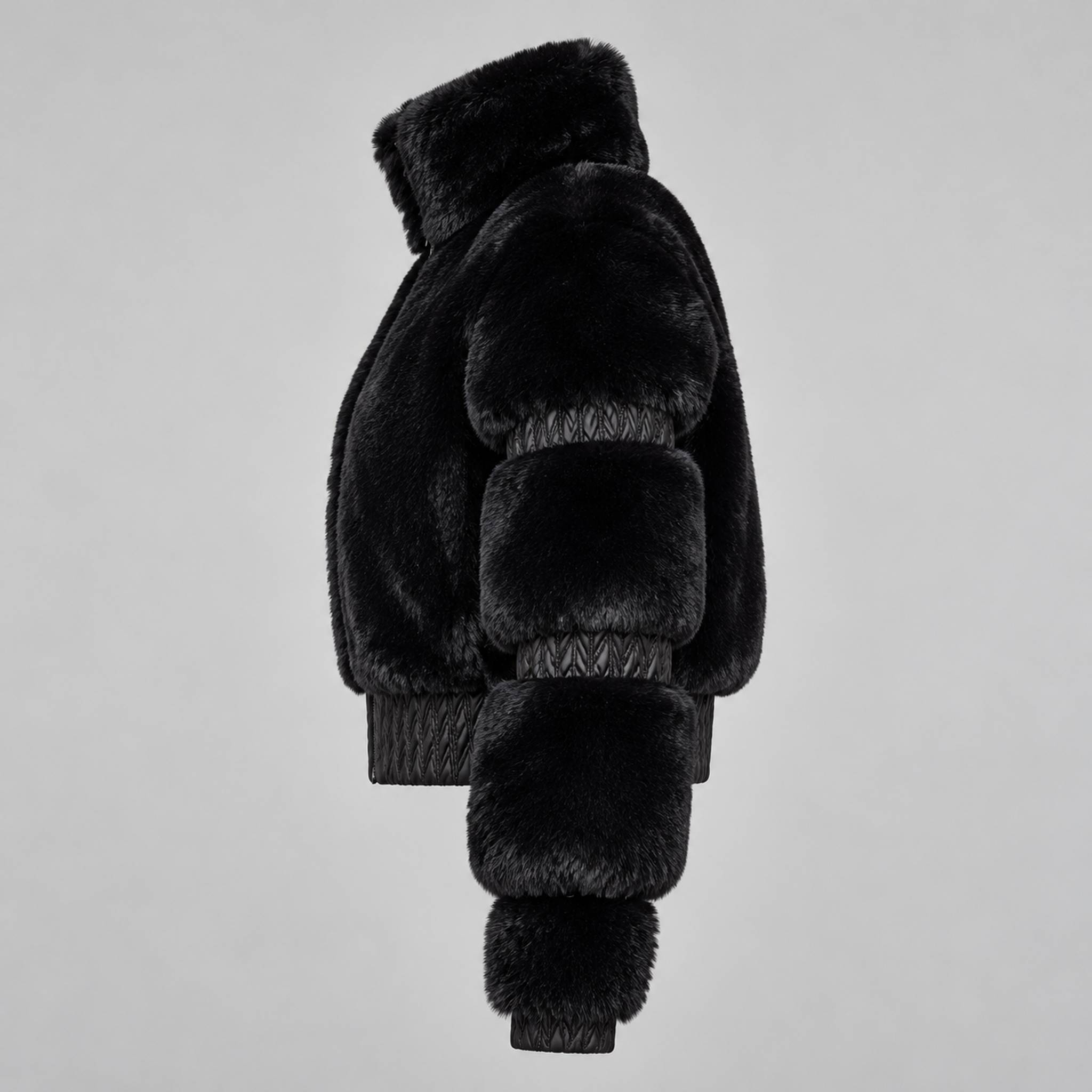 Goldbergh womens Furry Ski Jacket (Black) - side. AI-generated from manufacturer imagery.