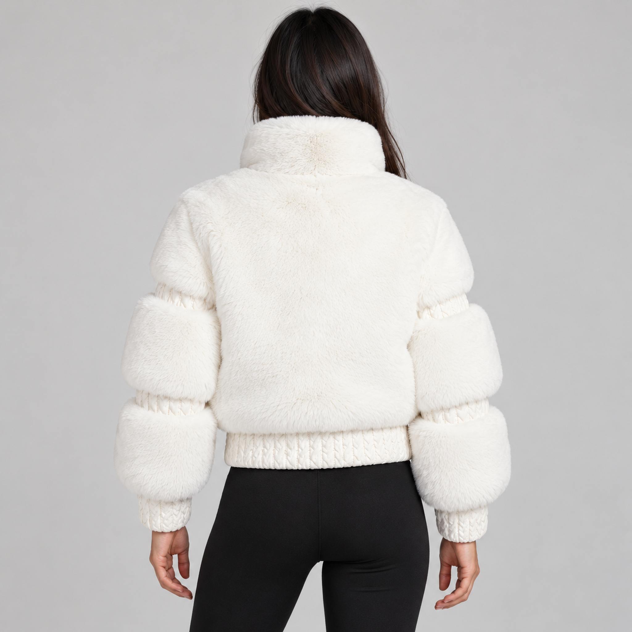 Goldbergh Furry Ski Jacket in White - model back. AI-generated from manufacturer imagery.