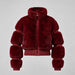 Goldbergh womens Furry Ski Jacket in Vino Rosso (Vino Rosso) - front. AI-generated from manufacturer imagery.