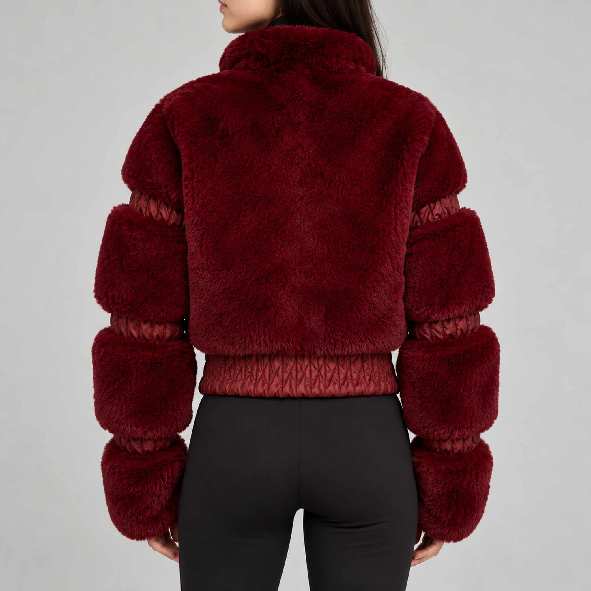 Goldbergh womens Furry Ski Jacket in Vino Rosso (Vino Rosso) - model back. AI-generated from manufacturer imagery.