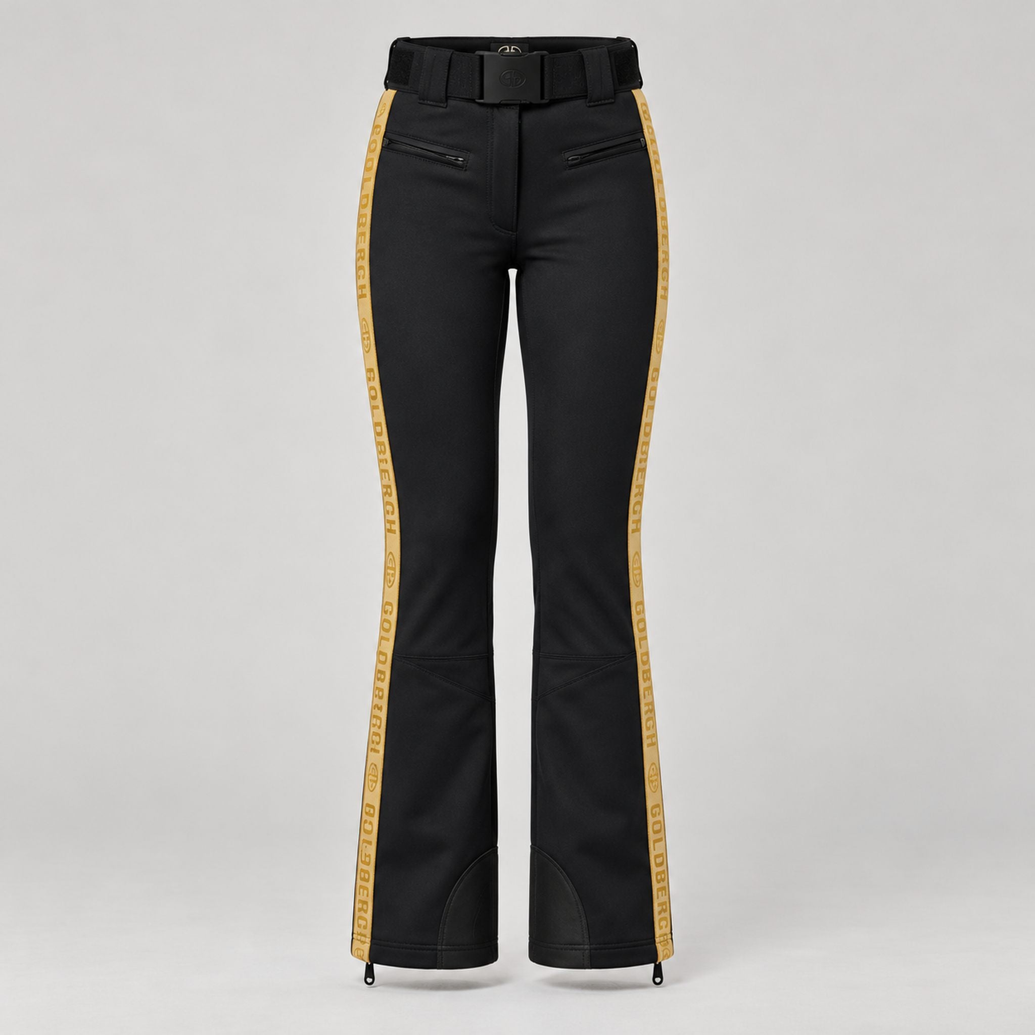 Goldbergh womens Golden Edge Ski Pants in Black (Black) - front. AI-generated from manufacturer imagery.