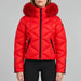 Goldbergh womens Harumi Ski Jacket in Flame Red - model front. AI-generated from manufacturer imagery.