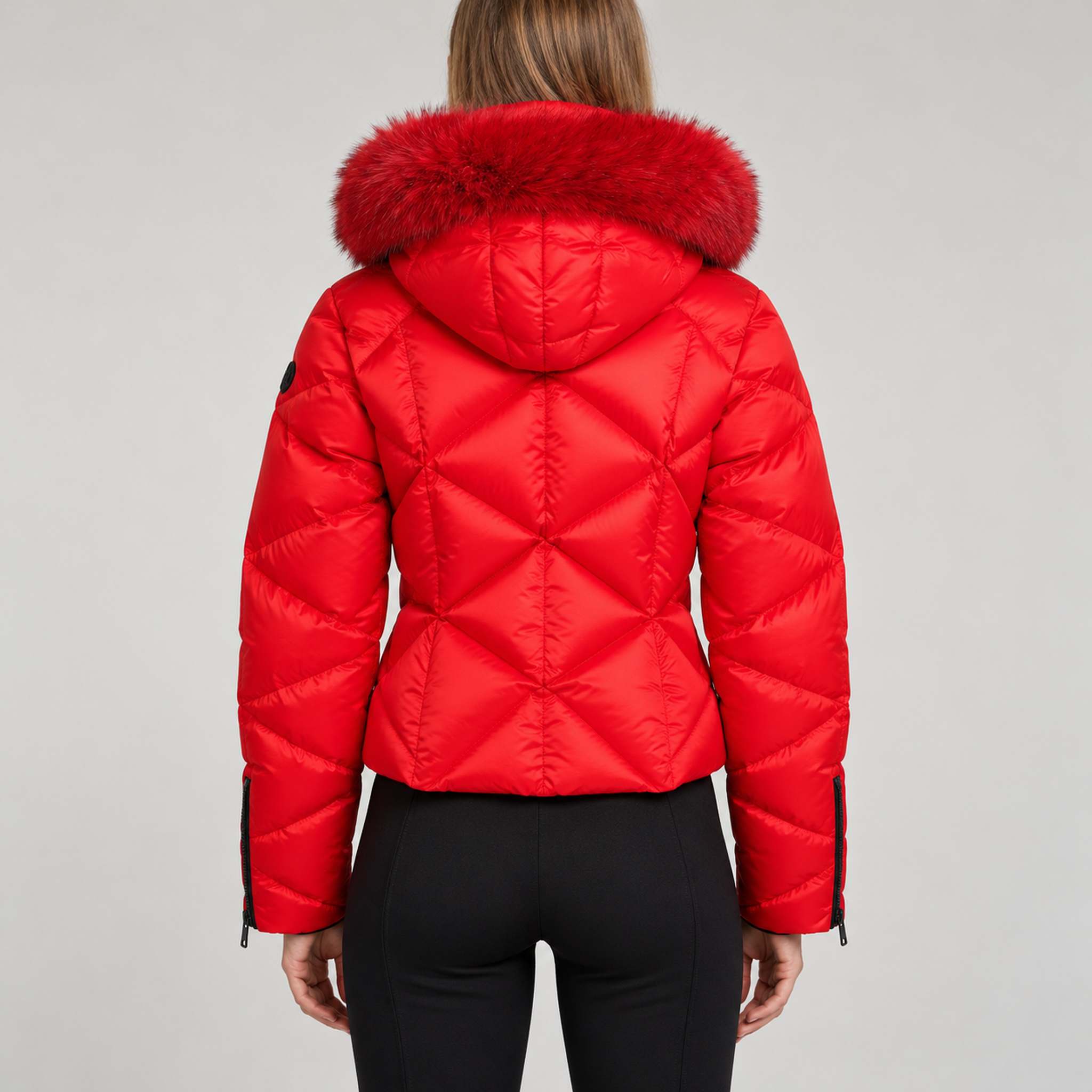 Goldbergh womens Harumi Ski Jacket in Flame Red (Flame) - model back. AI-generated from manufacturer imagery.