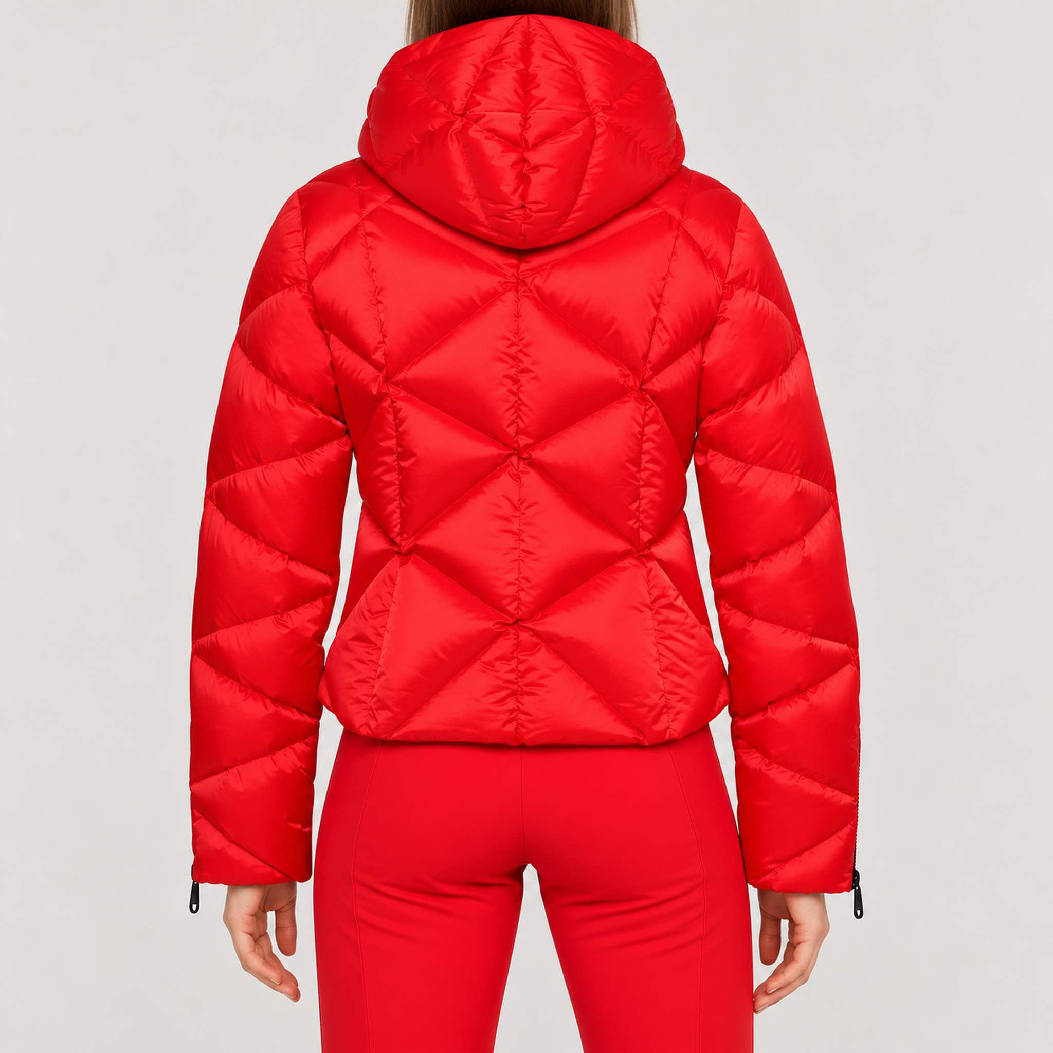 Goldbergh women's Harumi Ski Jacket in Flame Red – model back view. AI-generated from manufacturer imagery.