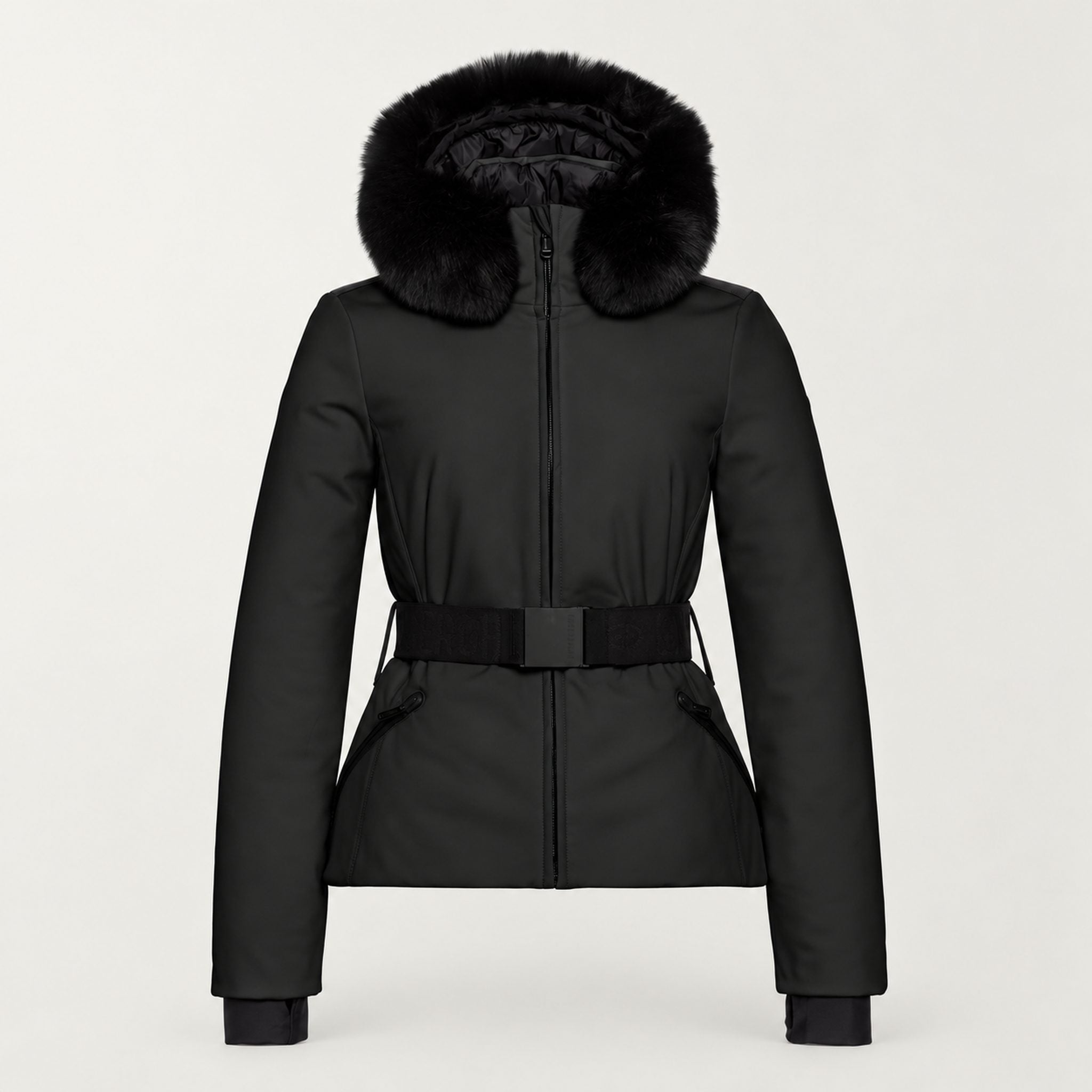 Goldbergh womens Hida Ski Jacket in Black - product front. AI-generated from manufacturer imagery.