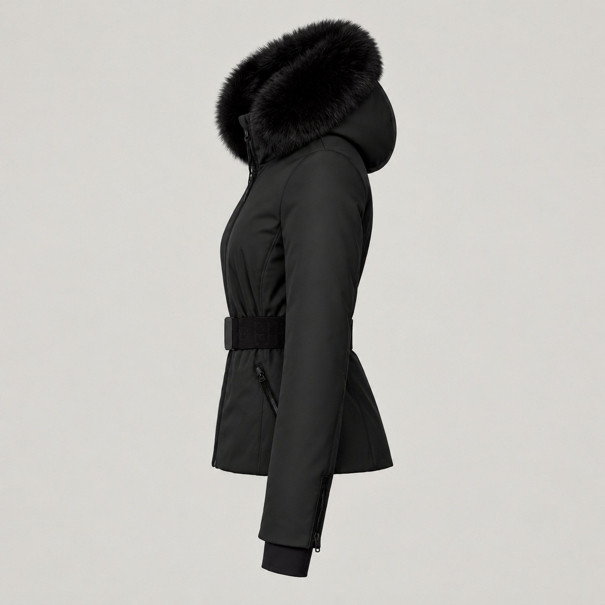 Goldbergh womens Hida Ski Jacket in Black - side. AI-generated from manufacturer imagery.