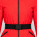 Goldbergh women's Hida Ski Jacket in Flame Red – zip detail view. AI-generated from manufacturer imagery.
