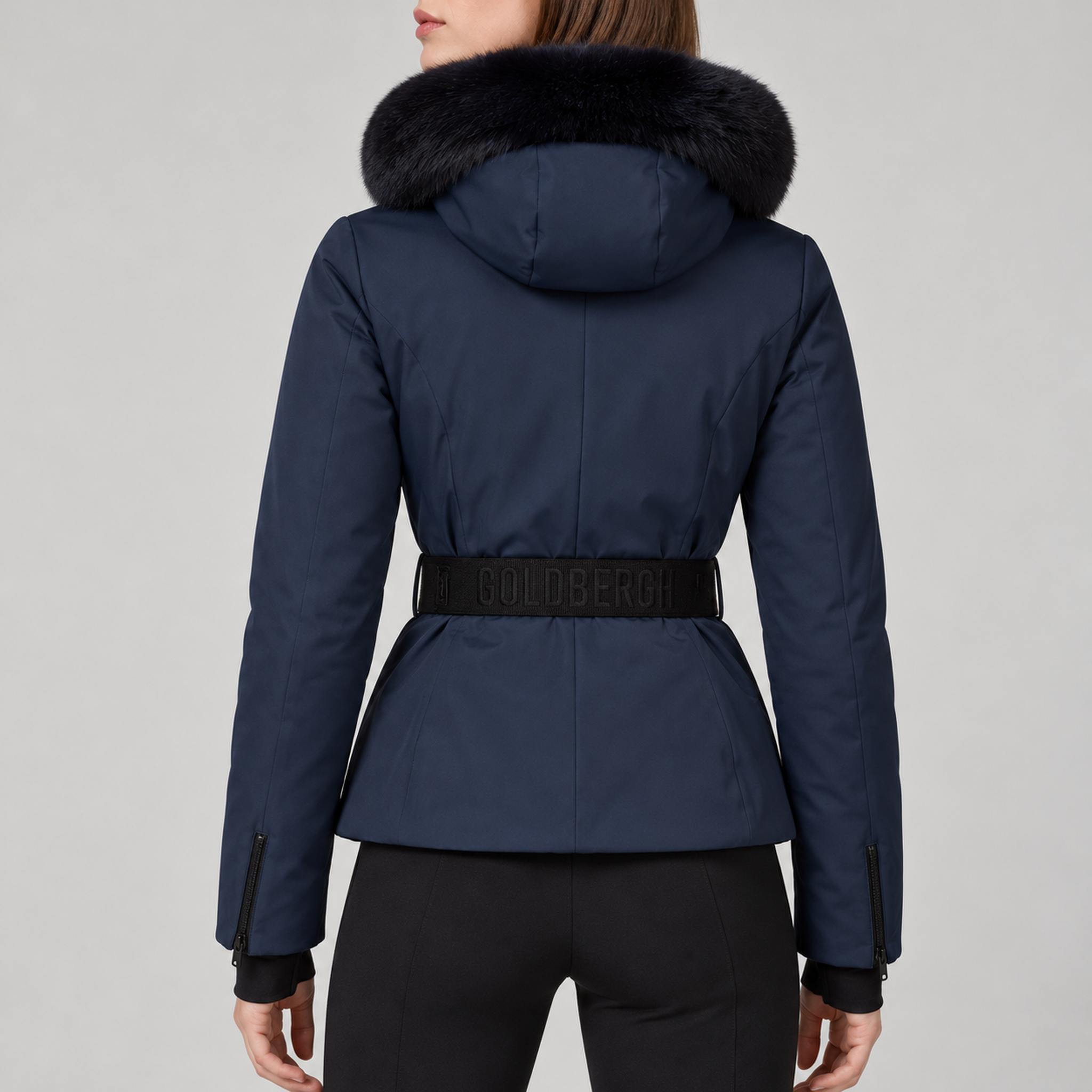 Goldbergh womens Hida Ski Jacket in French Blue (French Blue) - model back. AI-generated from manufacturer imagery.