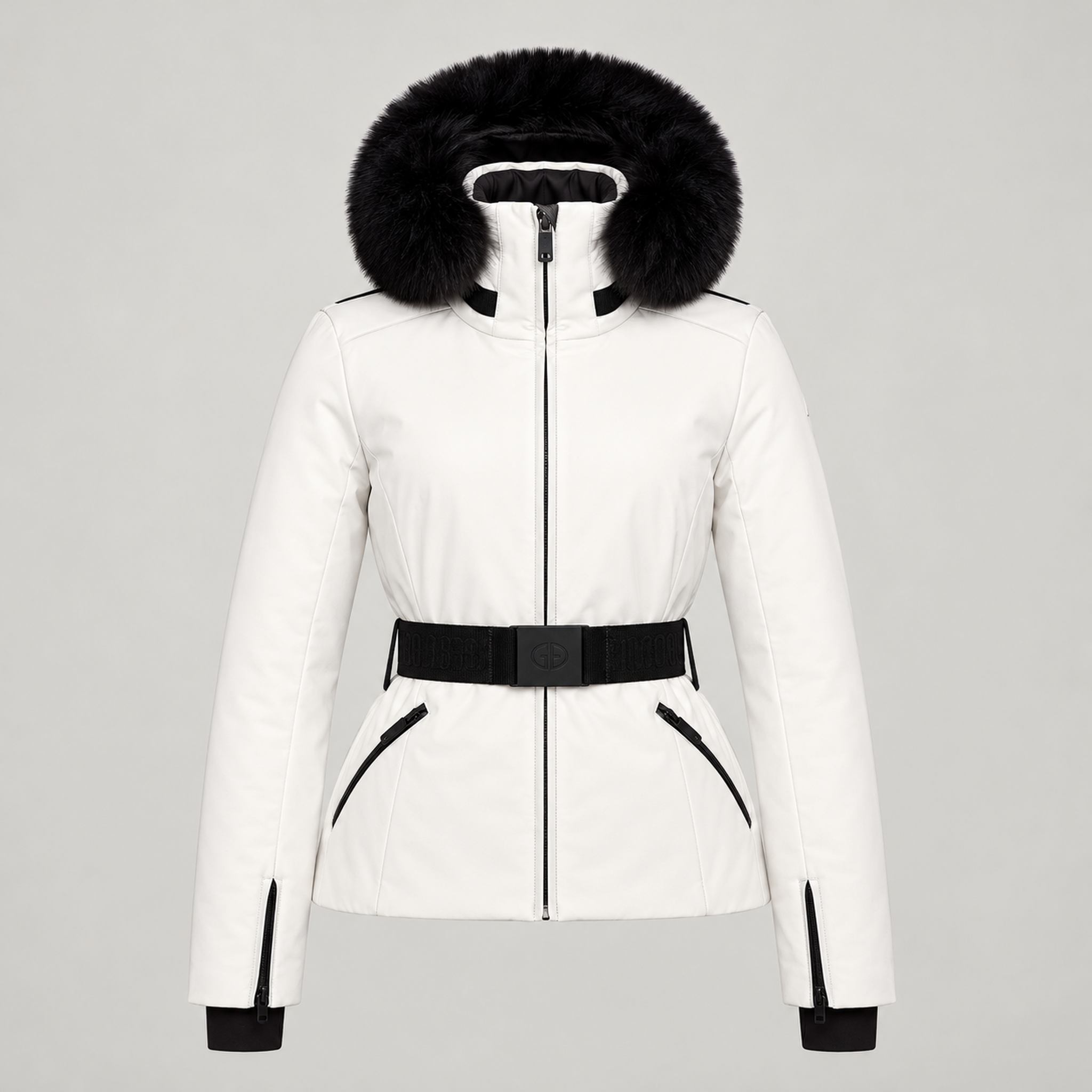Goldbergh womens Hida Ski Jacket in White (Snow White) - front. AI-generated from manufacturer imagery.