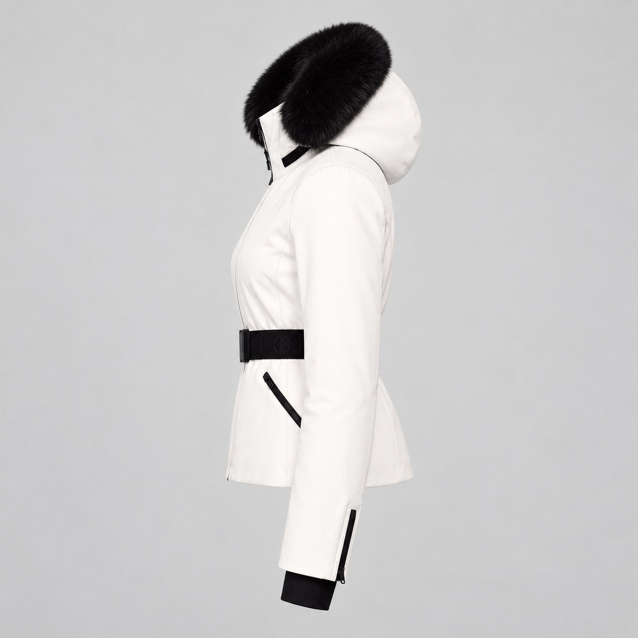 Goldbergh women's Hida Ski Jacket in White – side view. AI-generated from manufacturer imagery.
