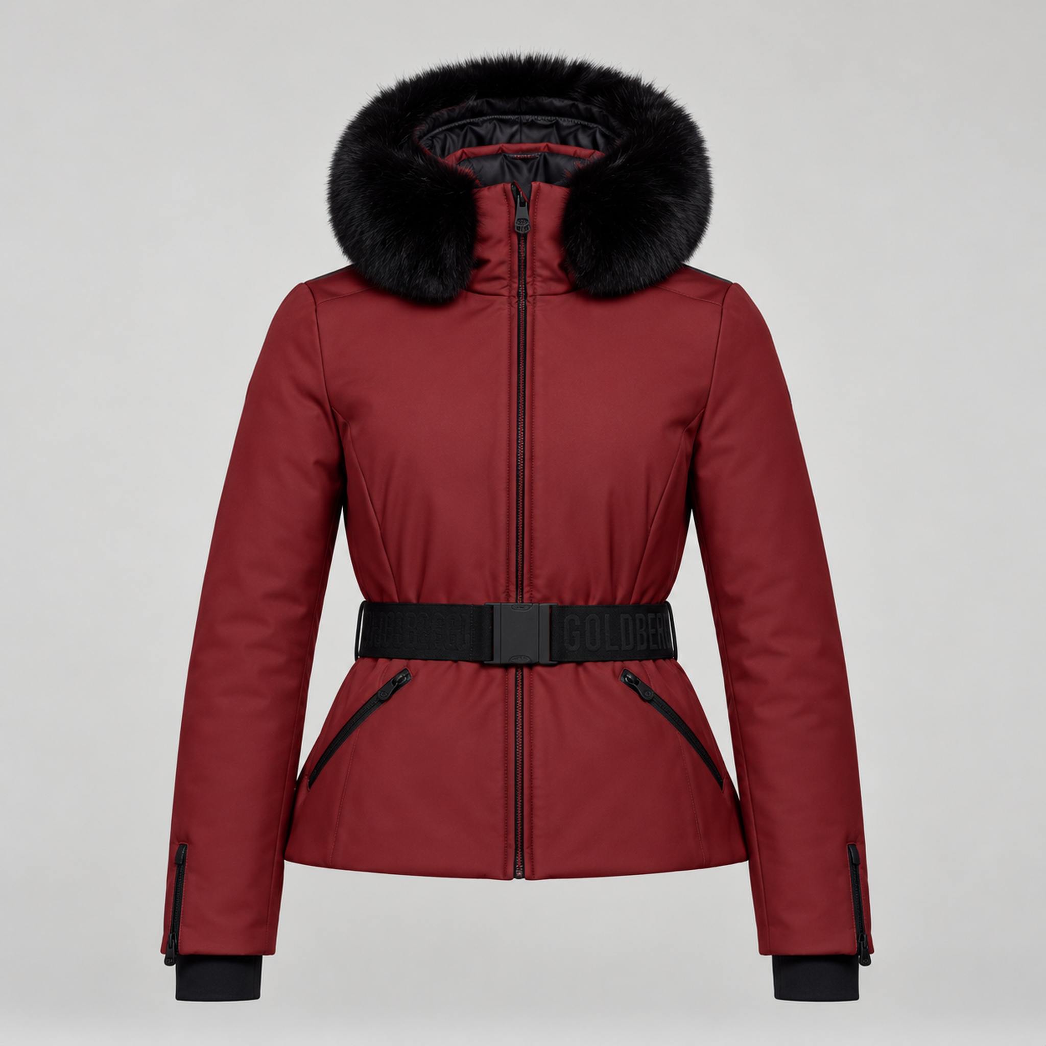 Goldbergh womens Hida Ski Jacket in Vino Rosso (Vino Rosso) - front. AI-generated from manufacturer imagery.