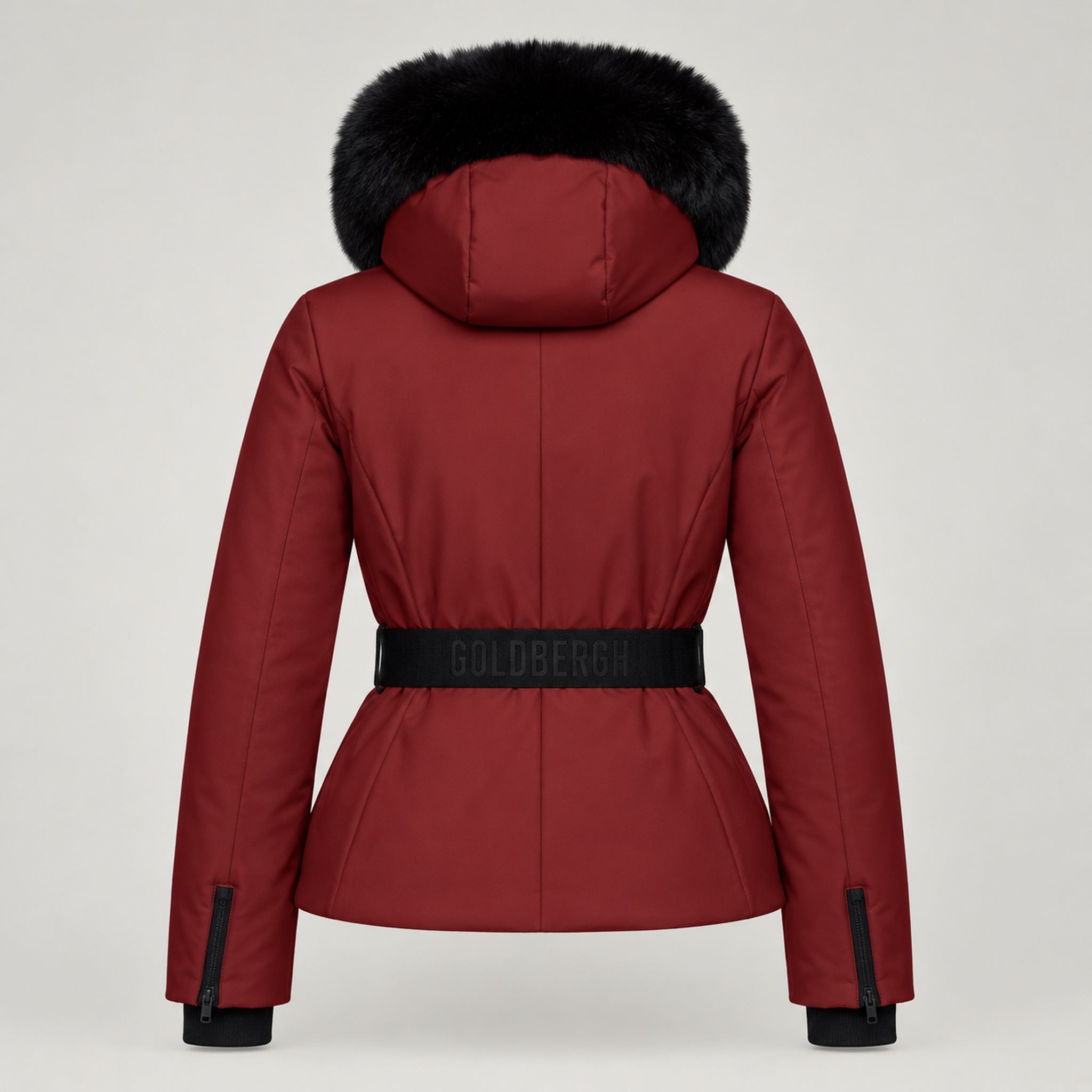 Goldbergh women's Hida Ski Jacket in Vino Rosso – back view. AI-generated from manufacturer imagery.