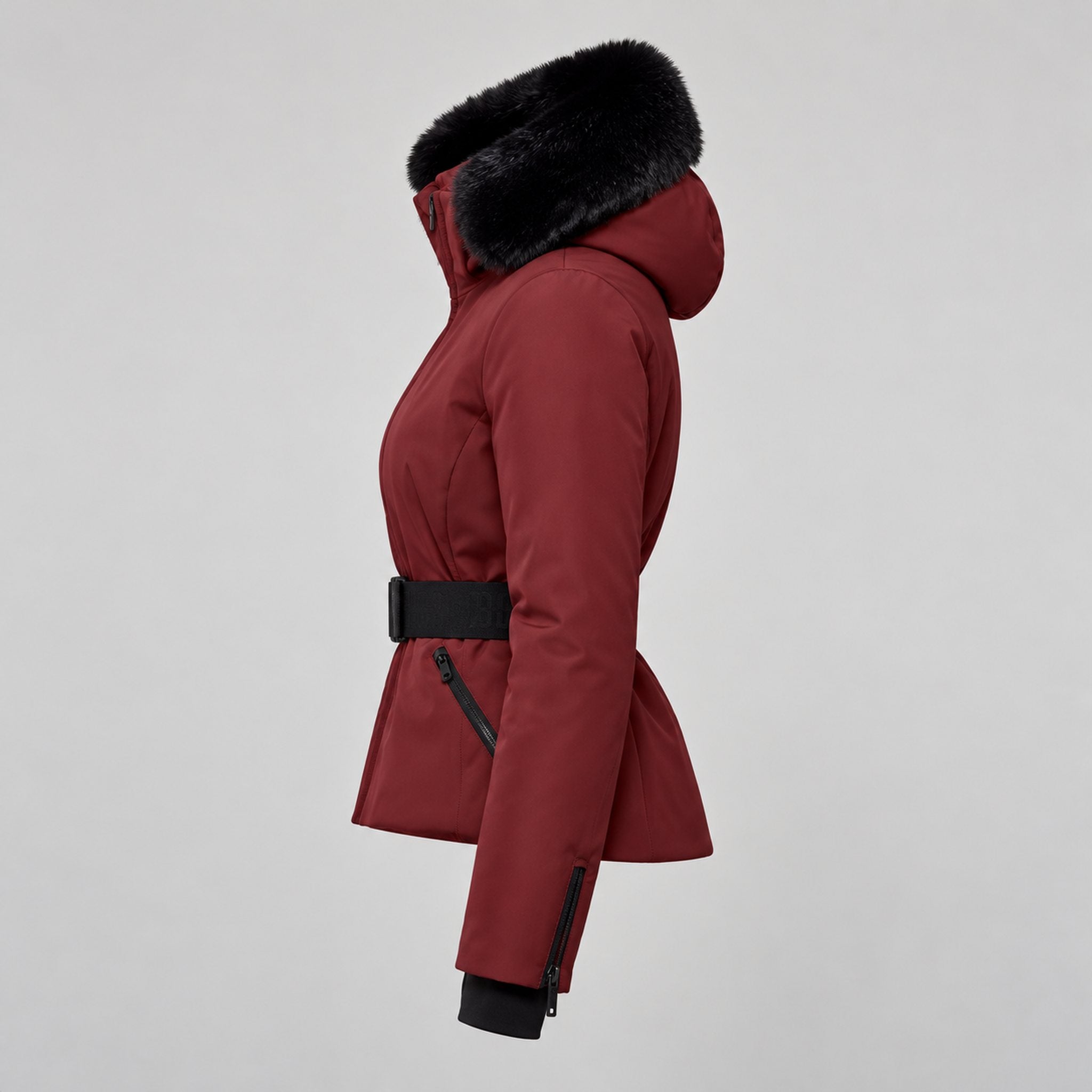 Goldbergh women's Hida Ski Jacket in Vino Rosso – side view. AI-generated from manufacturer imagery.