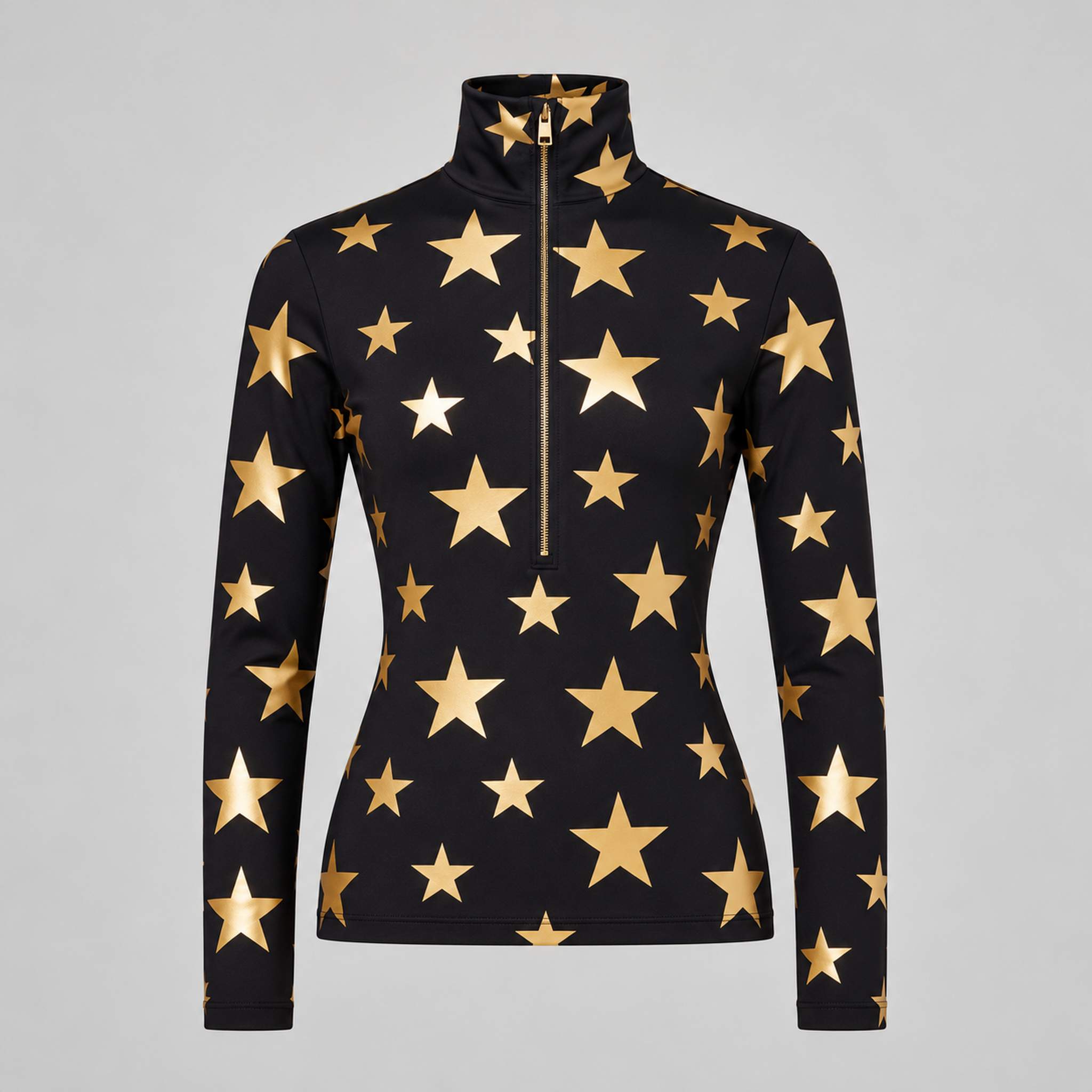 Goldbergh womens Hikari Pully in Black/Gold (Black/Gold) - front. AI-generated from manufacturer imagery.
