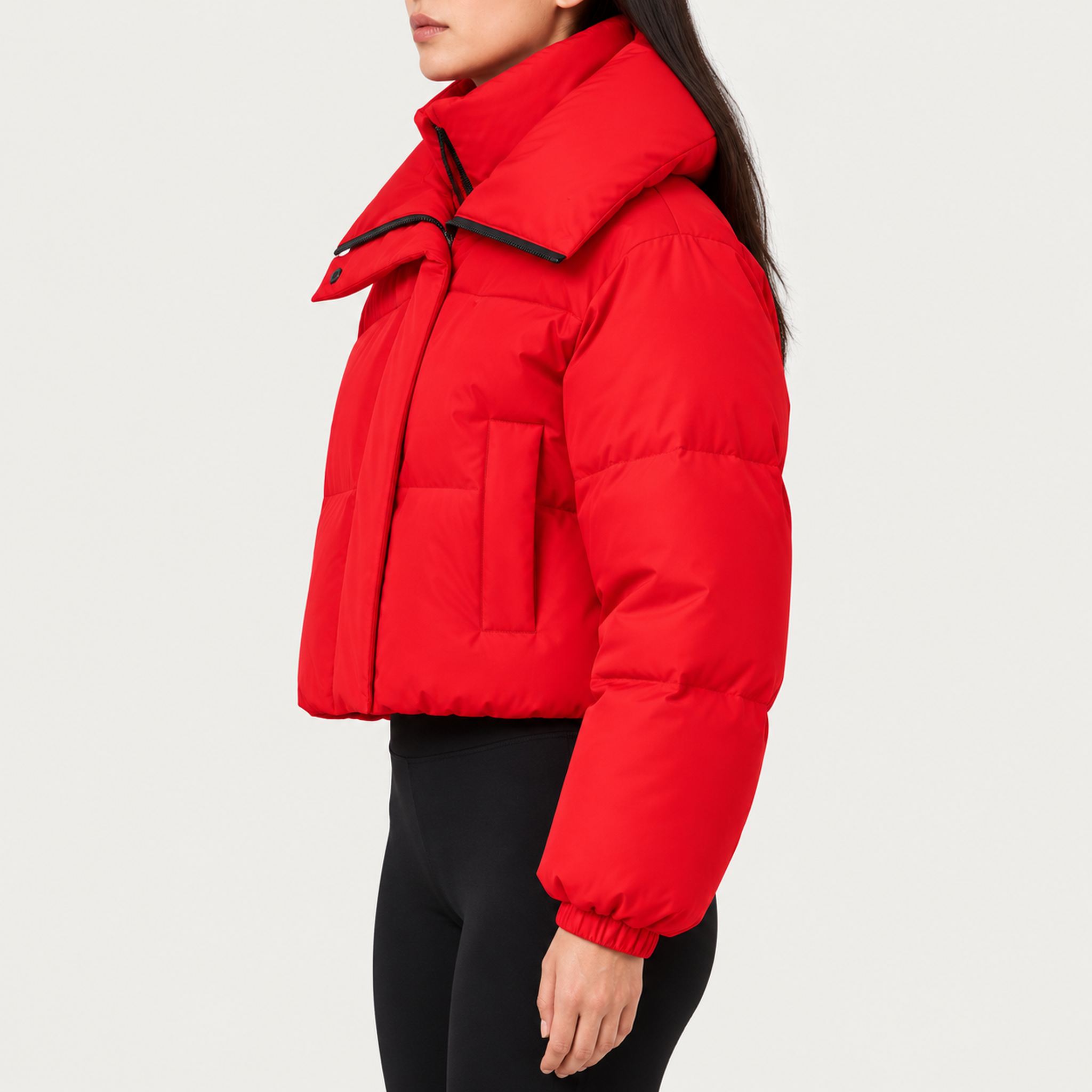 Goldbergh womens Koi Ski Jacket in Flame Red (Flame) - model side. AI-generated from manufacturer imagery.
