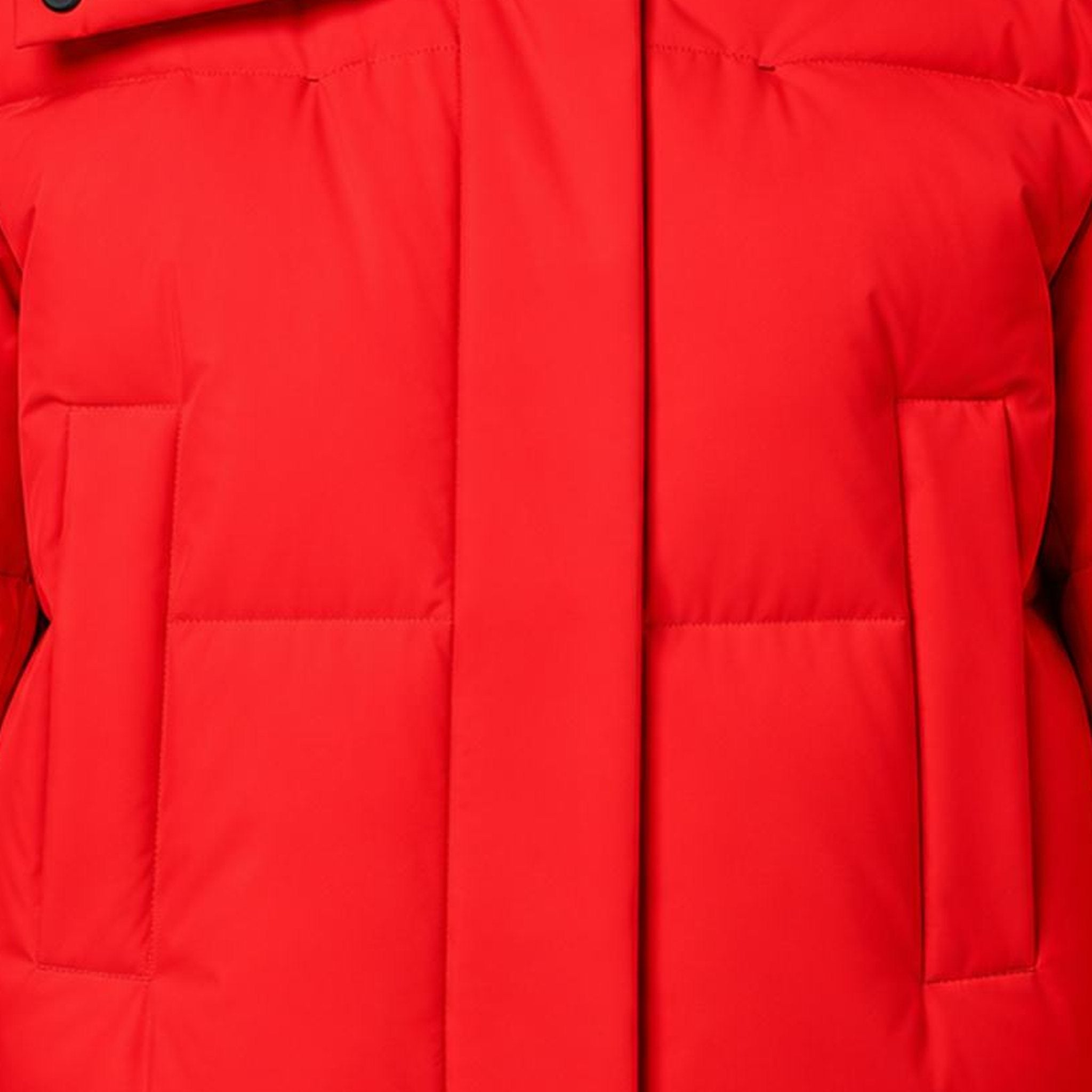 Goldbergh women's Koi Ski Jacket in Flame Red – feature detail view. AI-generated from manufacturer imagery.
