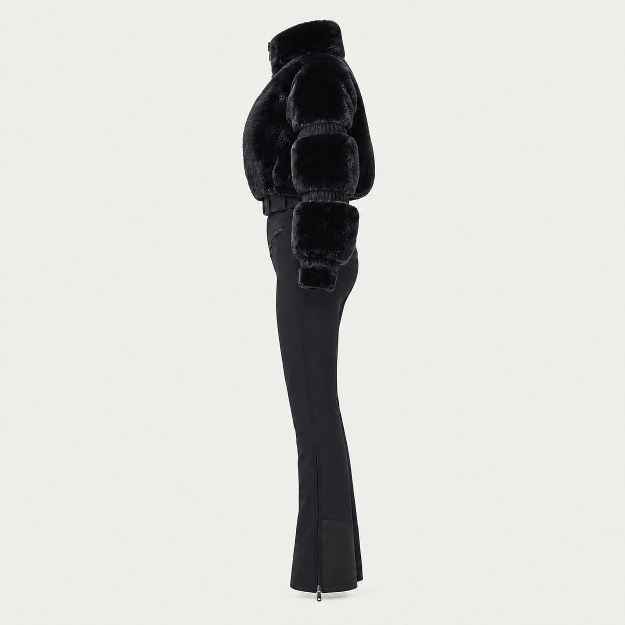 Goldbergh womens Lieke Ski Suit (Black) - side. AI-generated from manufacturer imagery.