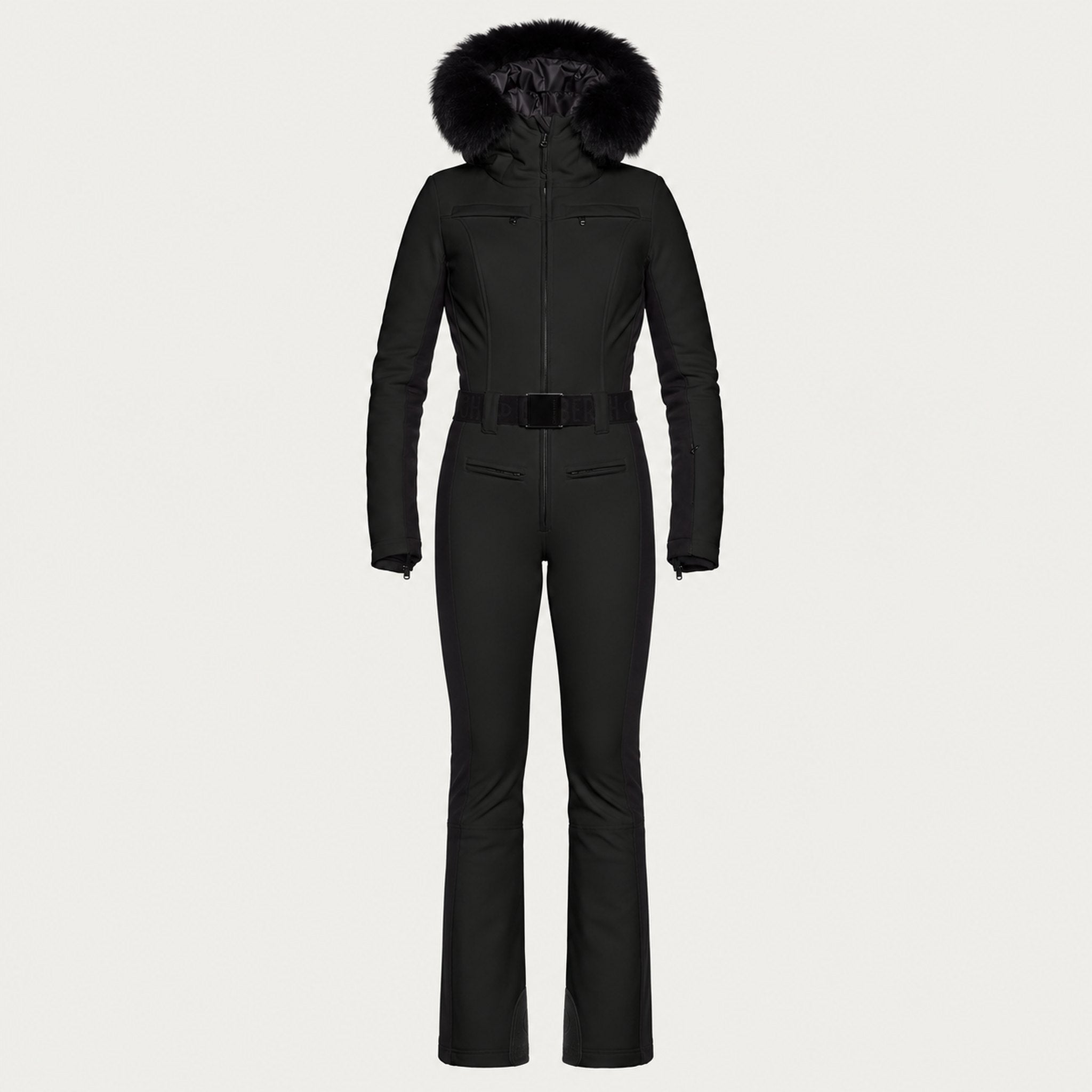 Goldbergh womens Parry Longer Length Ski Suit in Black (Black) - front. AI-generated from manufacturer imagery.
