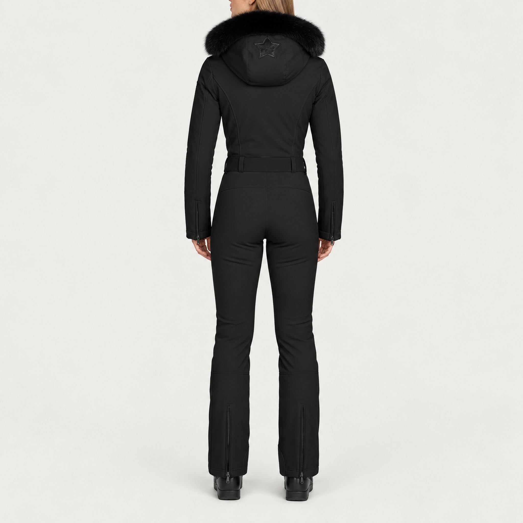 Goldbergh womens Parry Longer Length Ski Suit in Black (Black) - model back. AI-generated from manufacturer imagery.