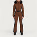 Goldbergh womens Parry Ski Suit in Deep Mocha (Deep Mocha) - model front. AI-generated from manufacturer imagery.