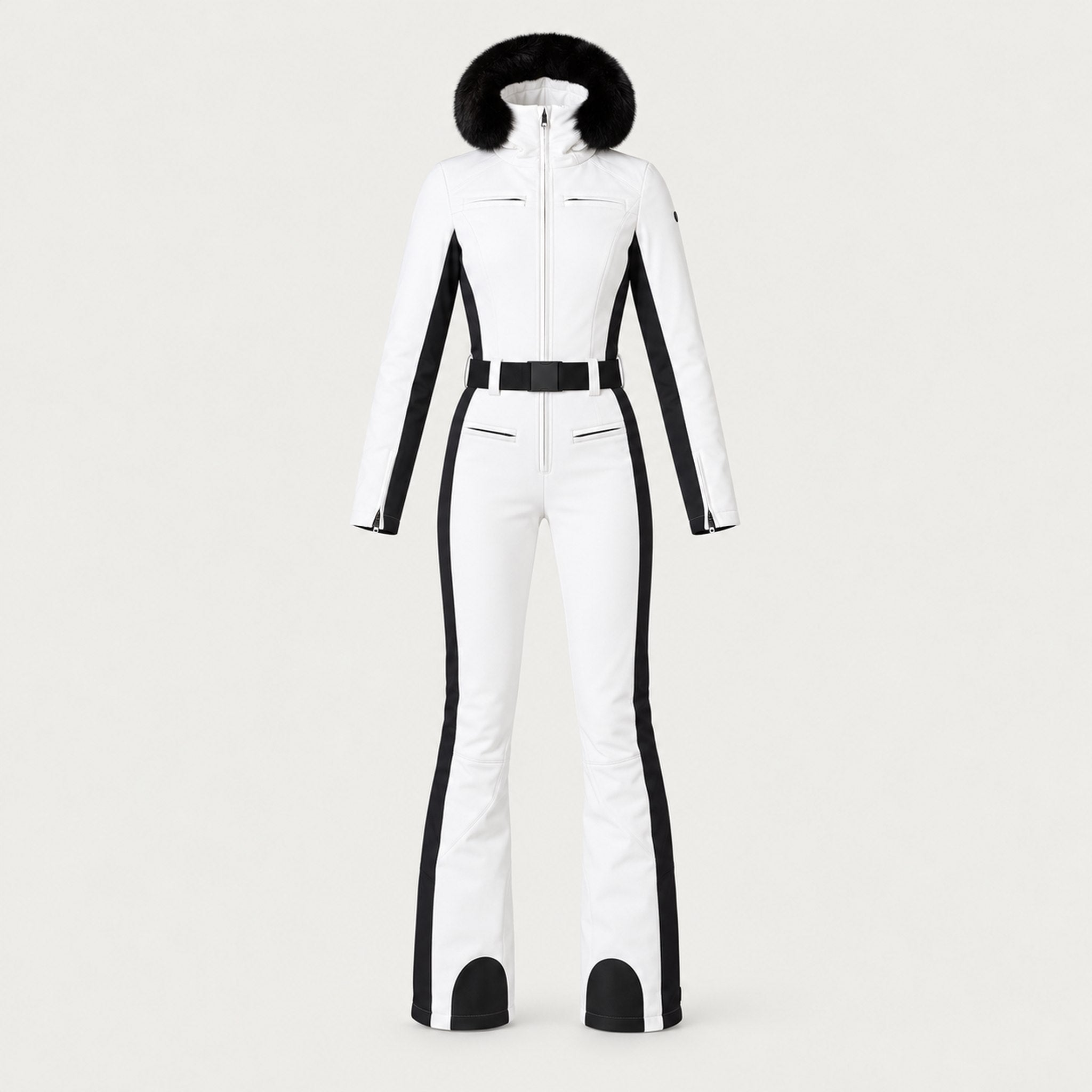 Goldbergh womens Parry Ski Suit in White (Snow White) - front. AI-generated from manufacturer imagery.