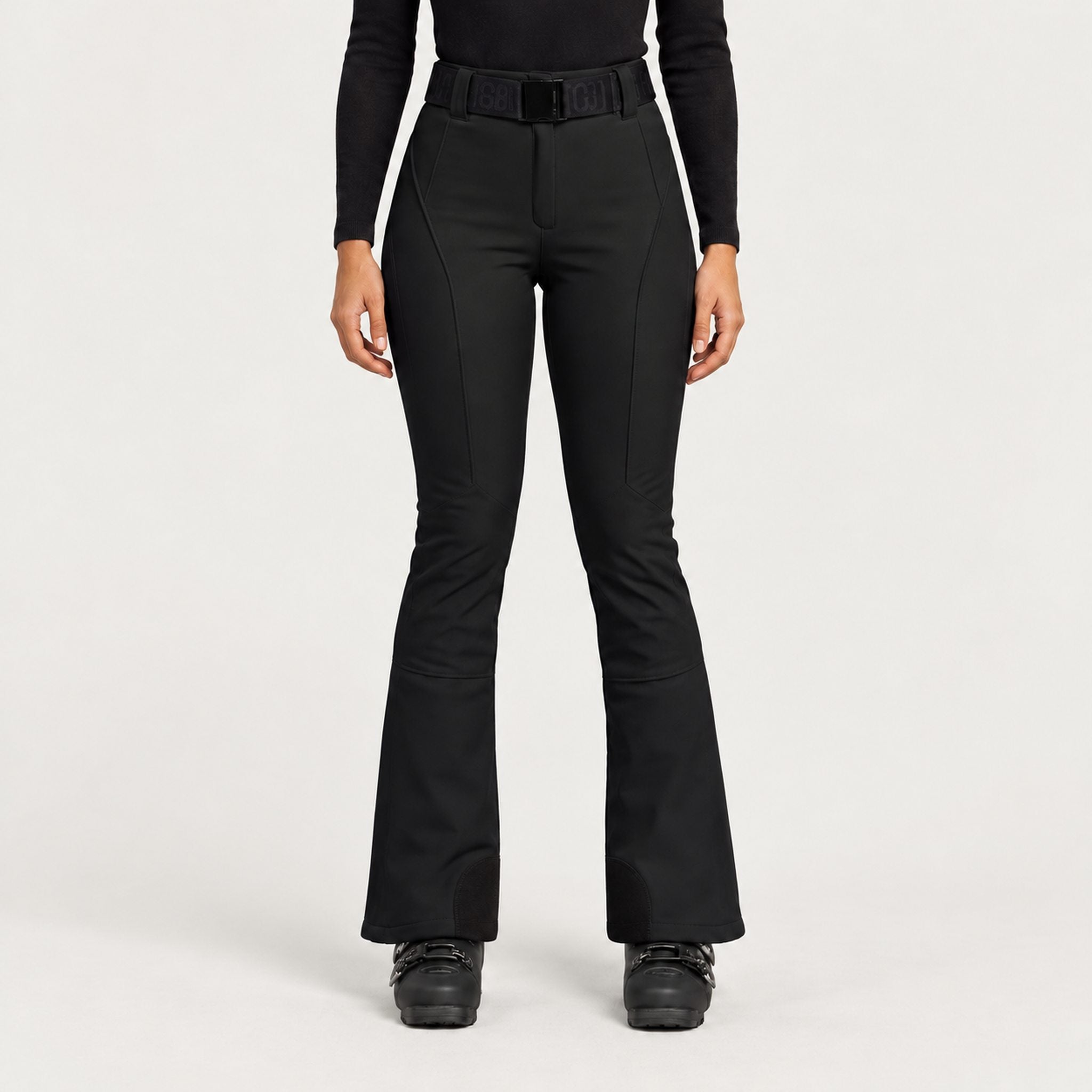 Goldbergh womens Pippa Longer Length Ski Pants in Black (Black) - model front. AI-generated from manufacturer imagery.
