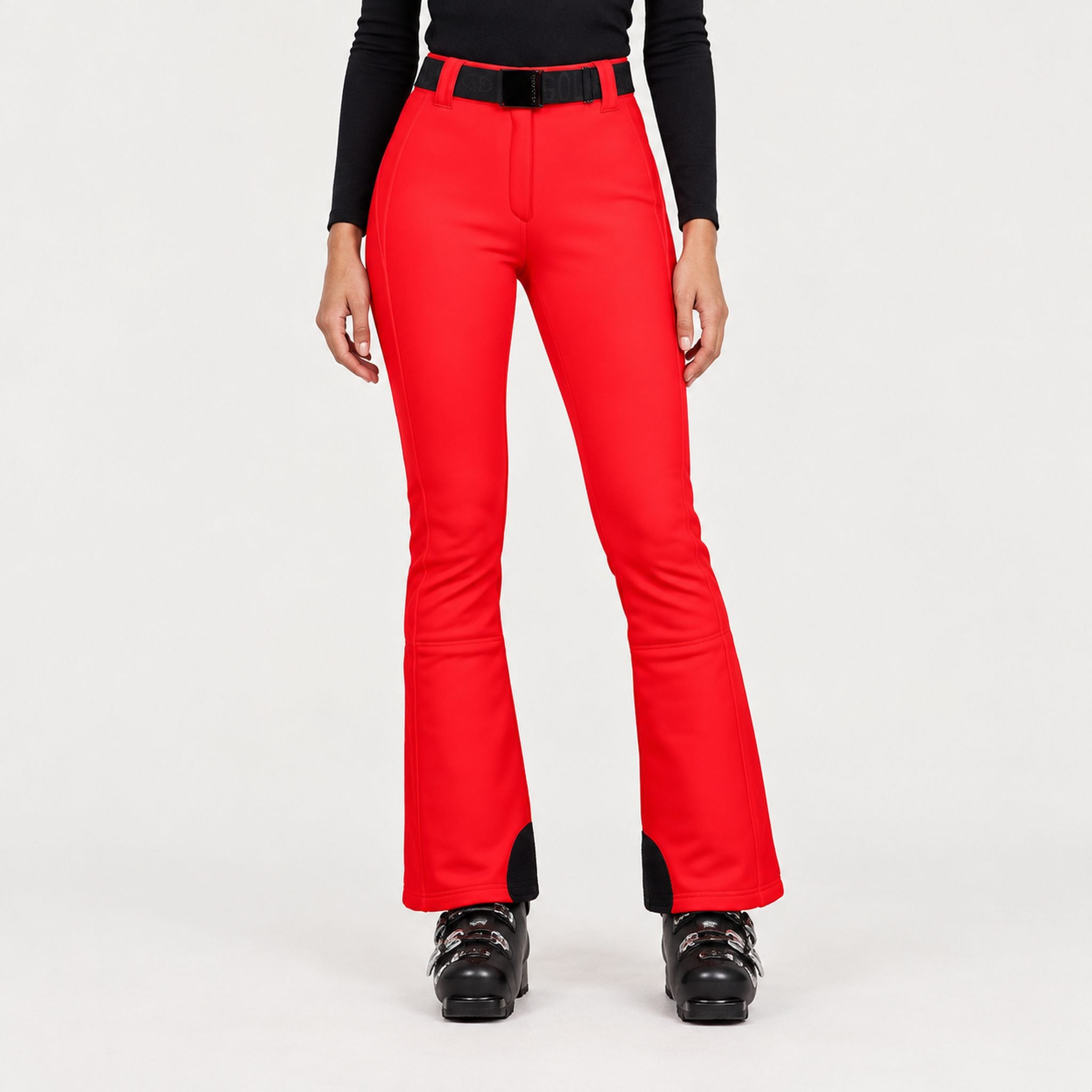 Goldbergh womens Pippa Ski Pants in Flame Red (Flame) - model front. AI-generated from manufacturer imagery.