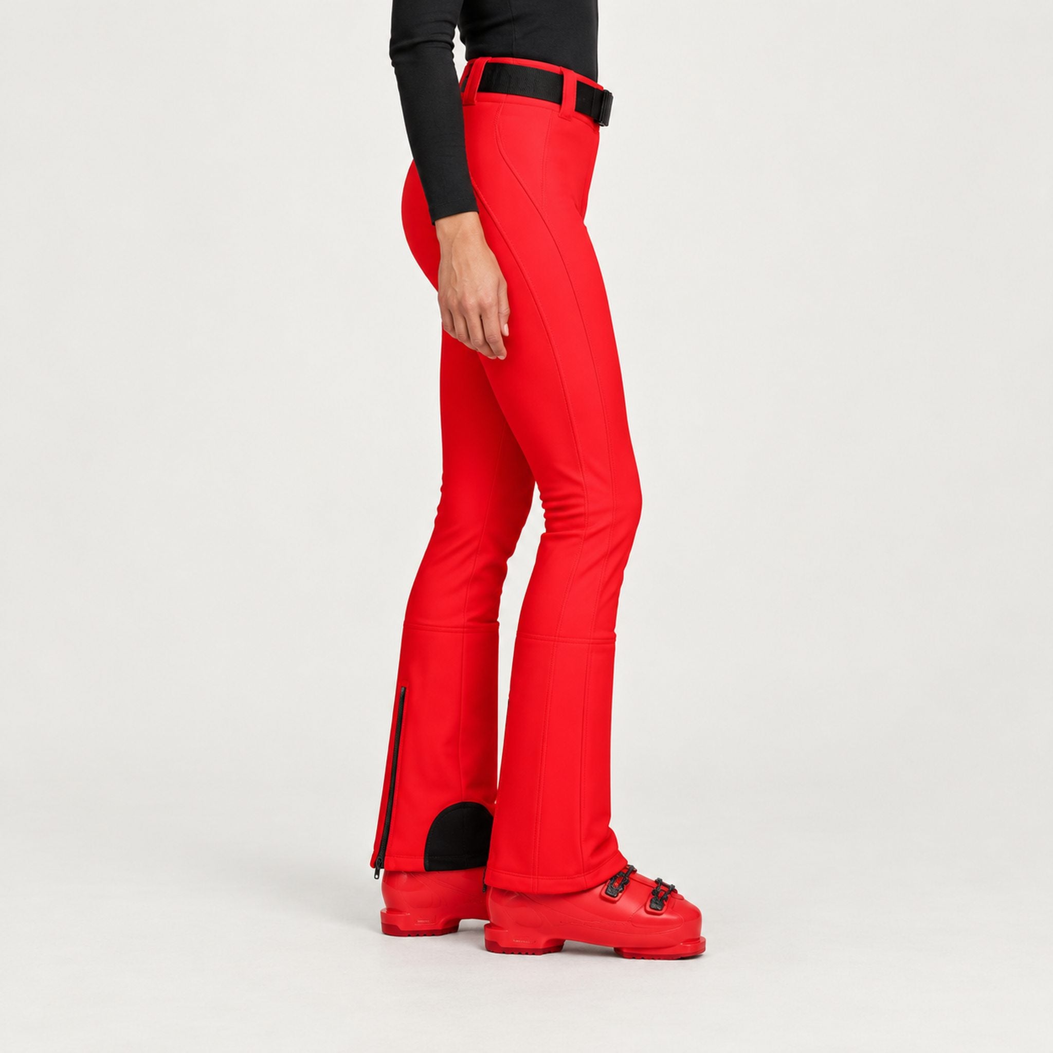 Goldbergh womens Pippa Ski Pants in Flame Red (Flame) - model side. AI-generated from manufacturer imagery.