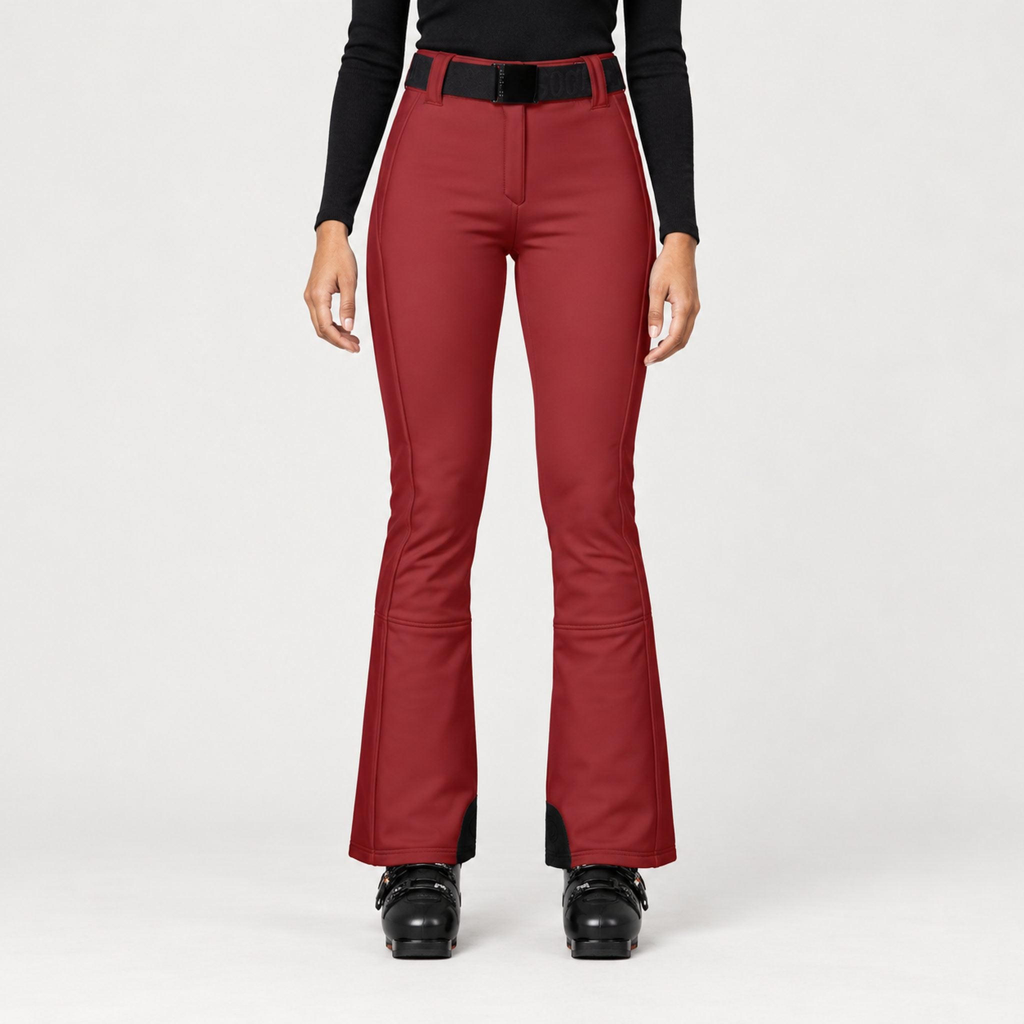 Goldbergh womens Pippa Ski Pants in Vino Rosso (Vino Rosso) - model front. AI-generated from manufacturer imagery.
