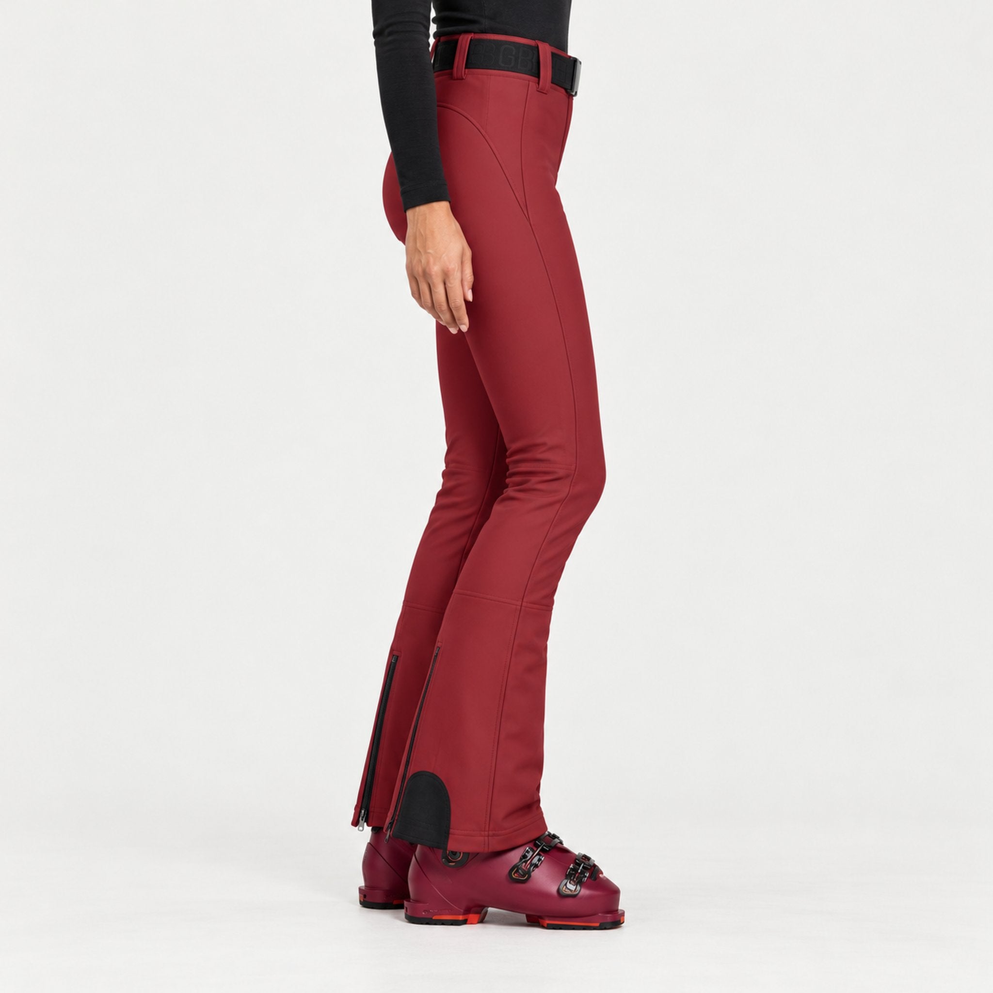 Goldbergh womens Pippa Ski Pants in Vino Rosso (Vino Rosso) - model side. AI-generated from manufacturer imagery.