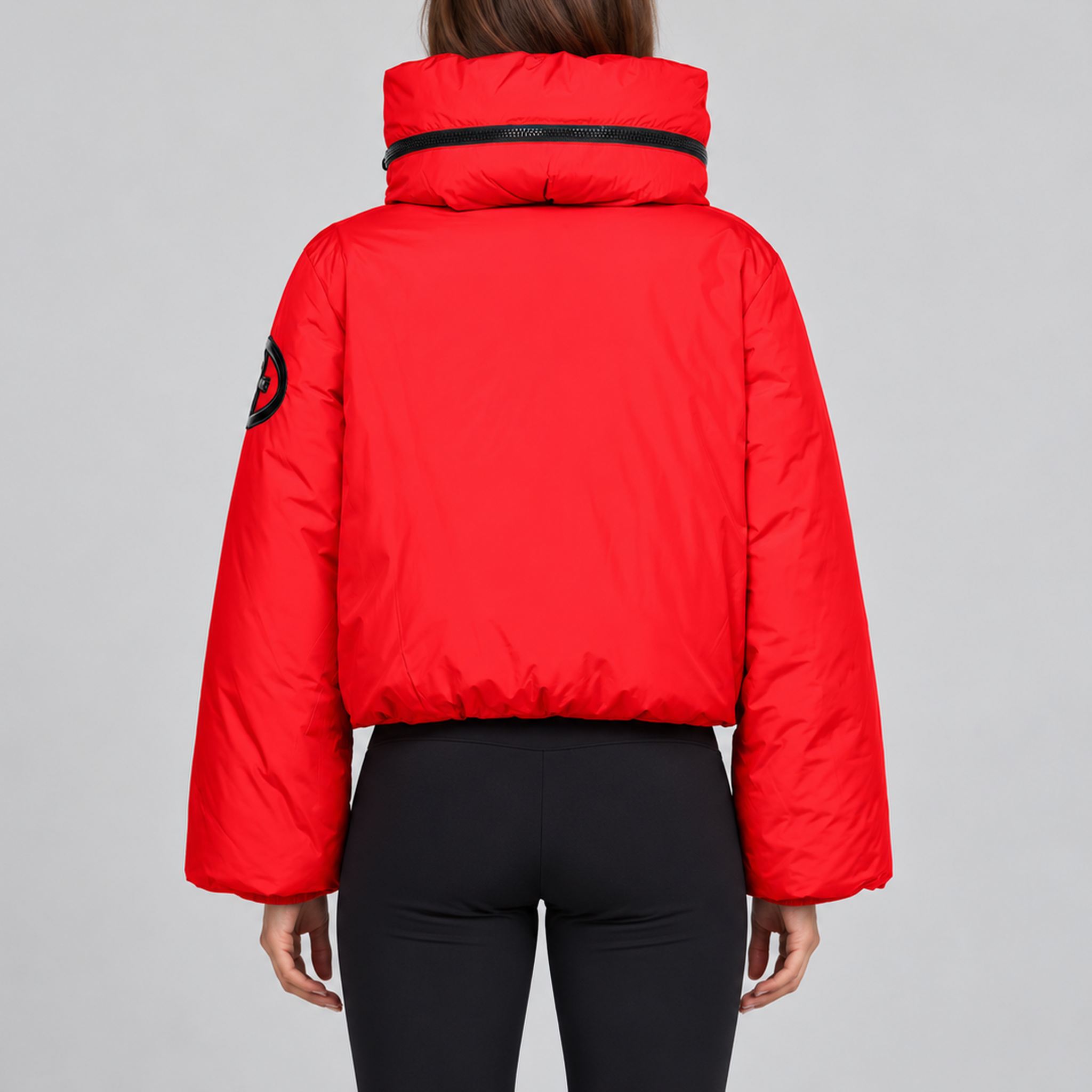 Goldbergh Porter Ski Jacket in Flame Red in Flame — model back. AI-generated from manufacturer reference photographs.