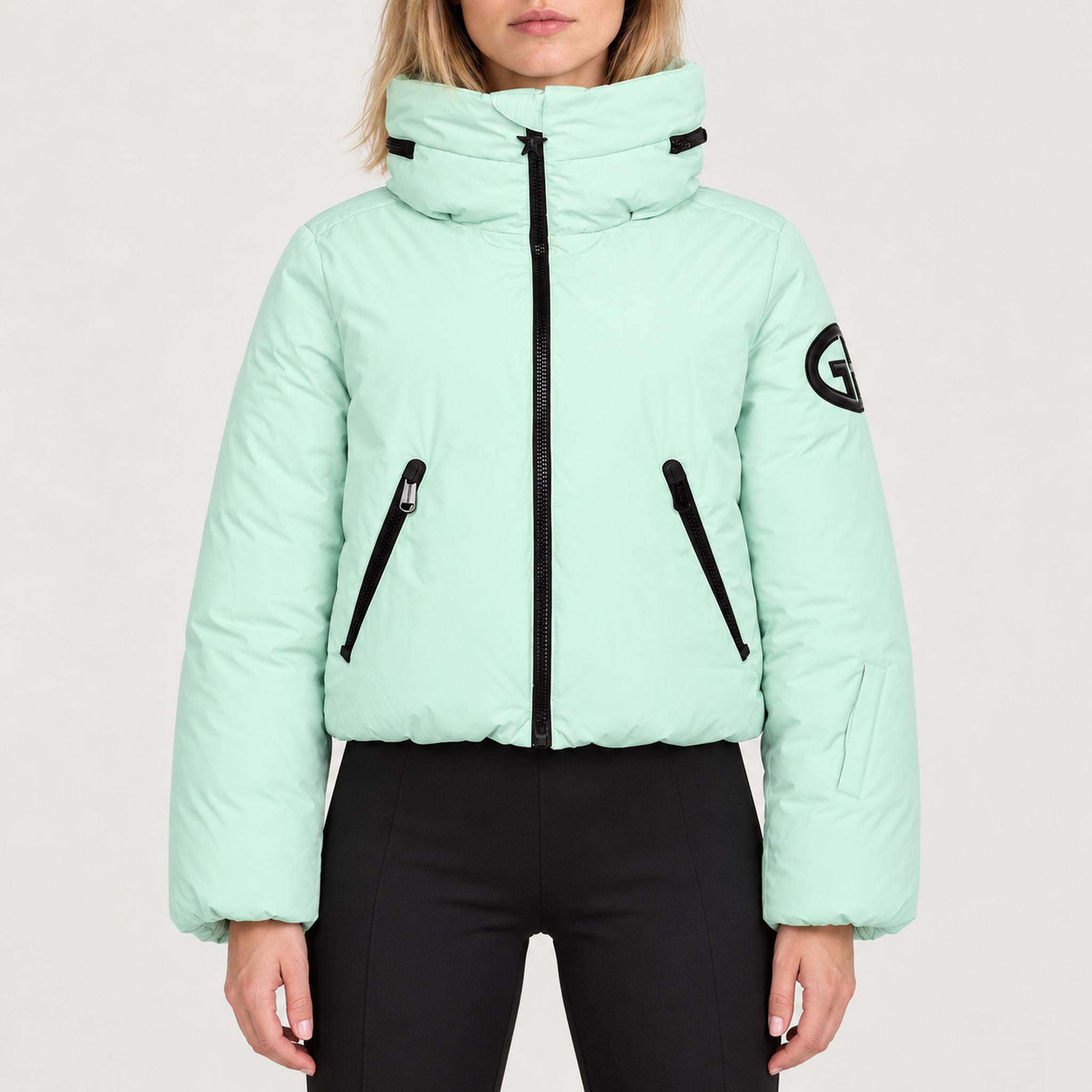 Goldbergh womens Porter Ski Jacket in Matcha Mint (Matcha Mint) - model front. AI-generated from manufacturer imagery.