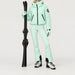 Goldbergh women's Porter Ski Jacket in Matcha Mint – ski pose view. AI-generated from manufacturer imagery.