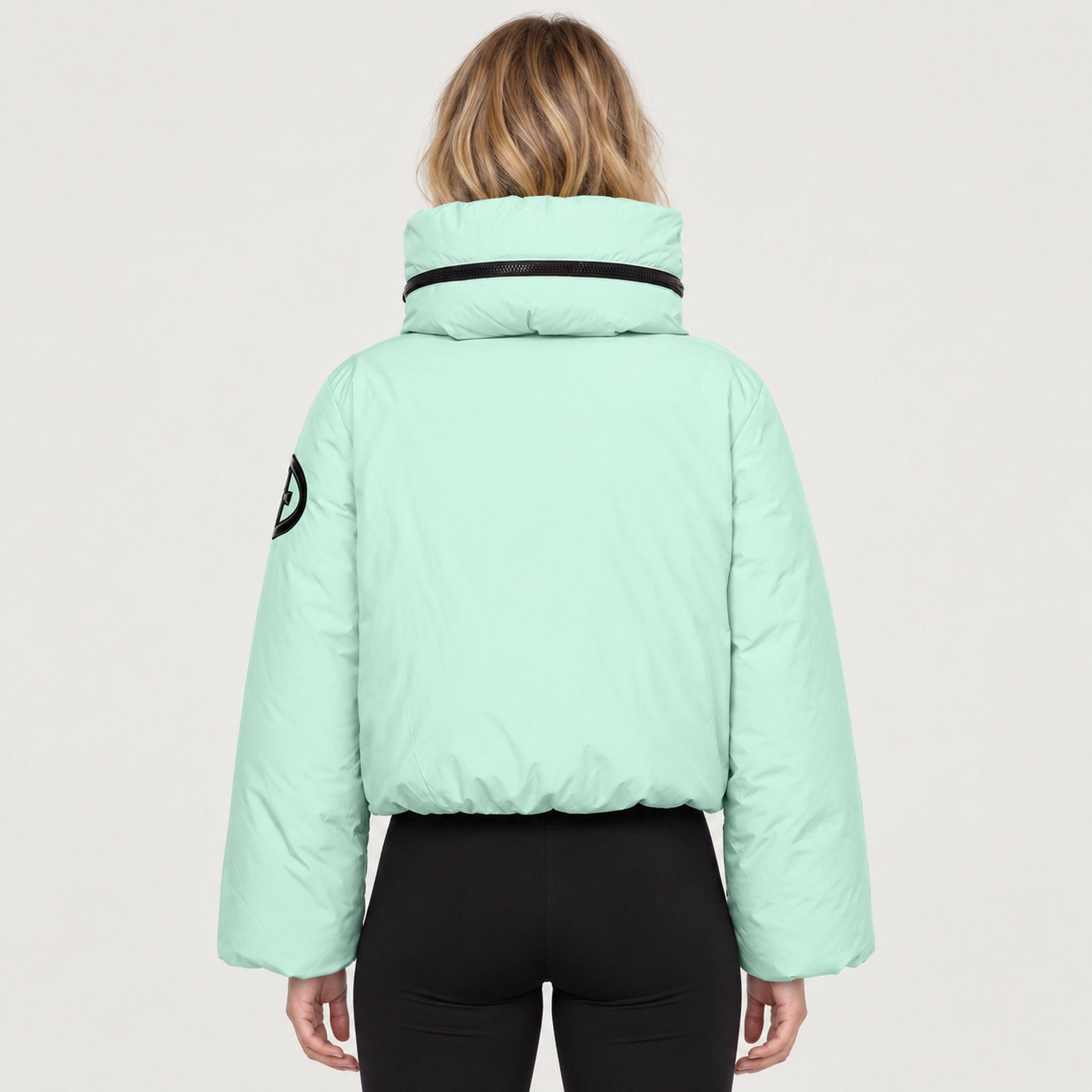 Goldbergh womens Porter Ski Jacket in Matcha Mint (Matcha Mint) - model back. AI-generated from manufacturer imagery.