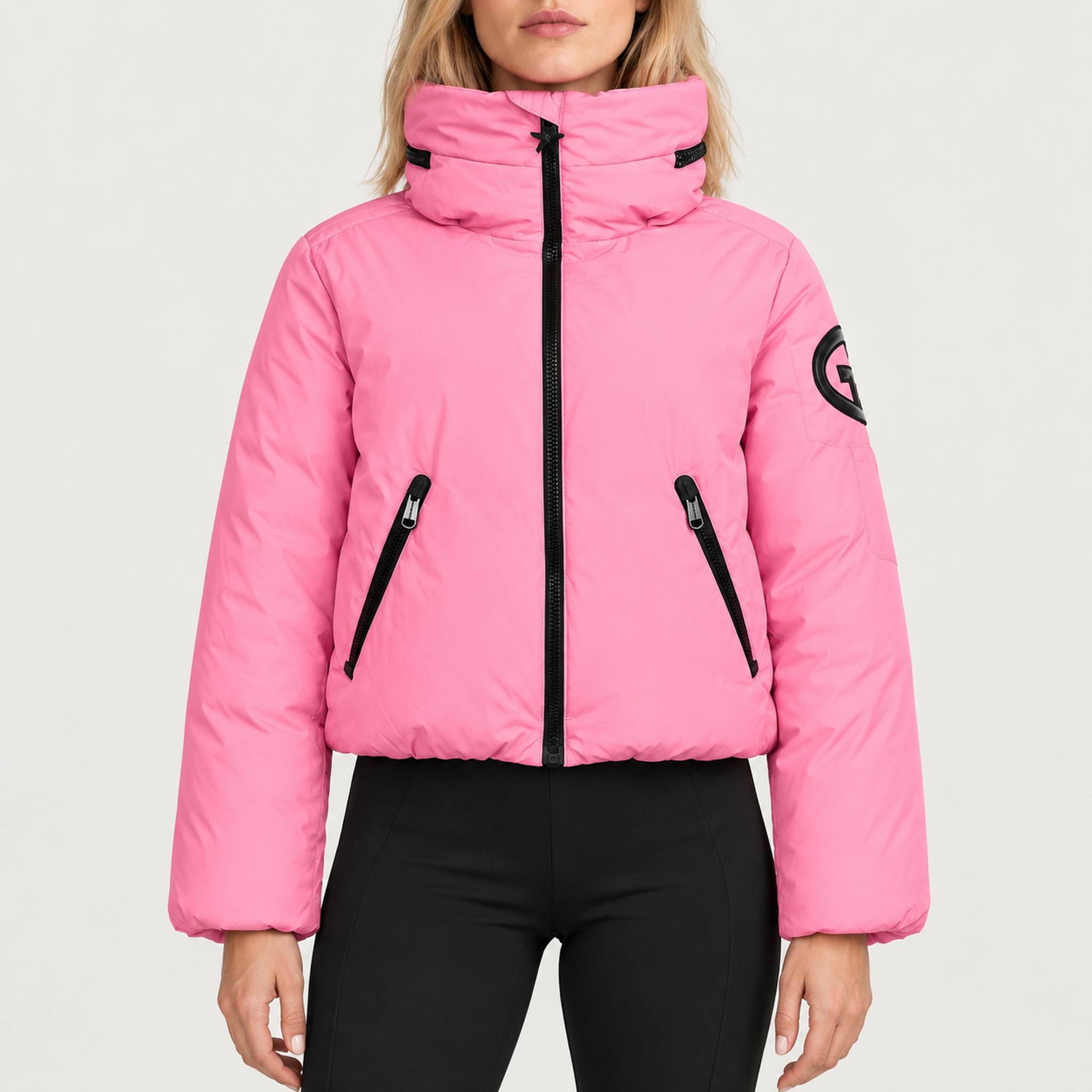 Goldbergh womens Porter Ski Jacket in Pink Cosmos (Pink Cosmos) - model front. AI-generated from manufacturer imagery.