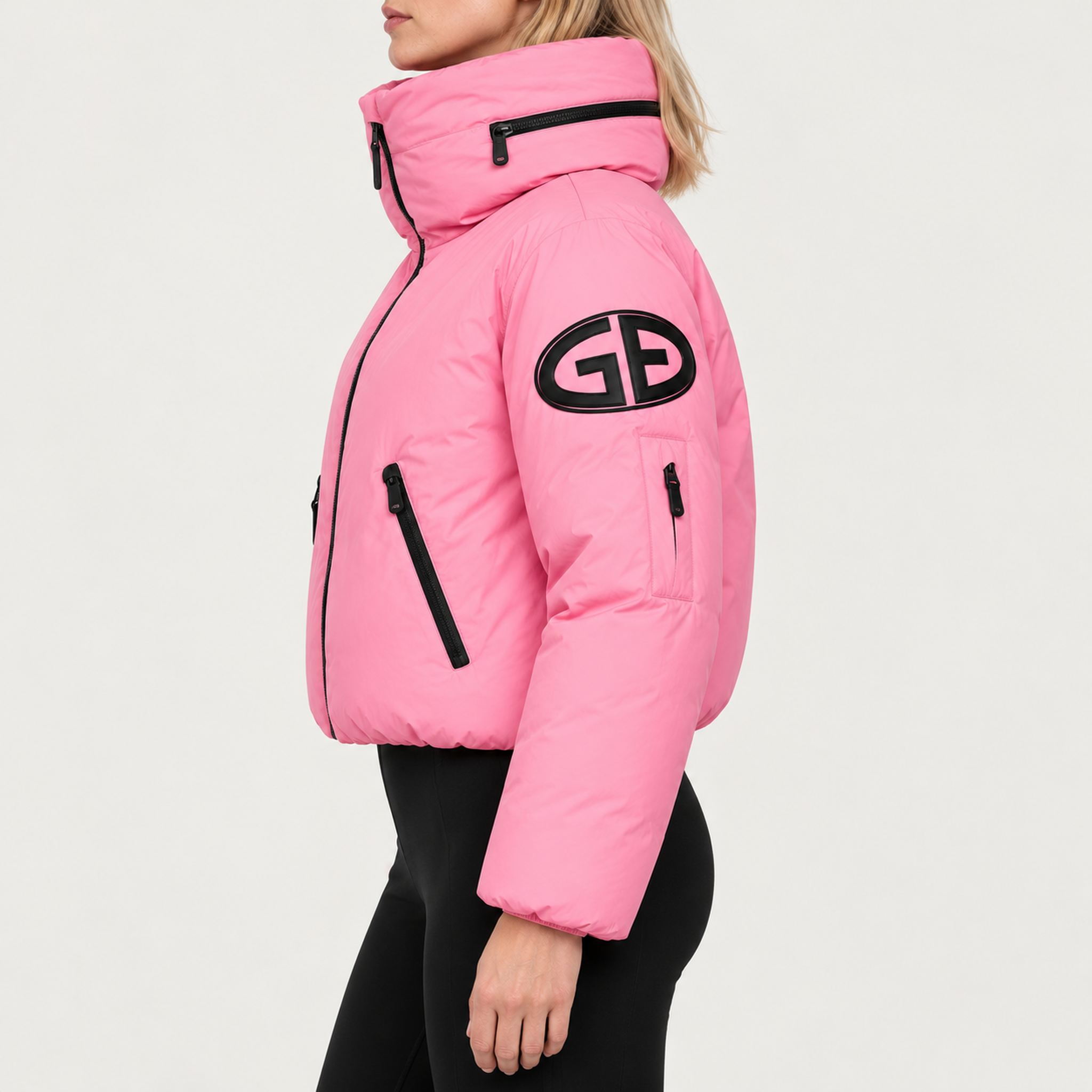 Goldbergh womens Porter Ski Jacket in Pink Cosmos (Pink Cosmos) - model side. AI-generated from manufacturer imagery.
