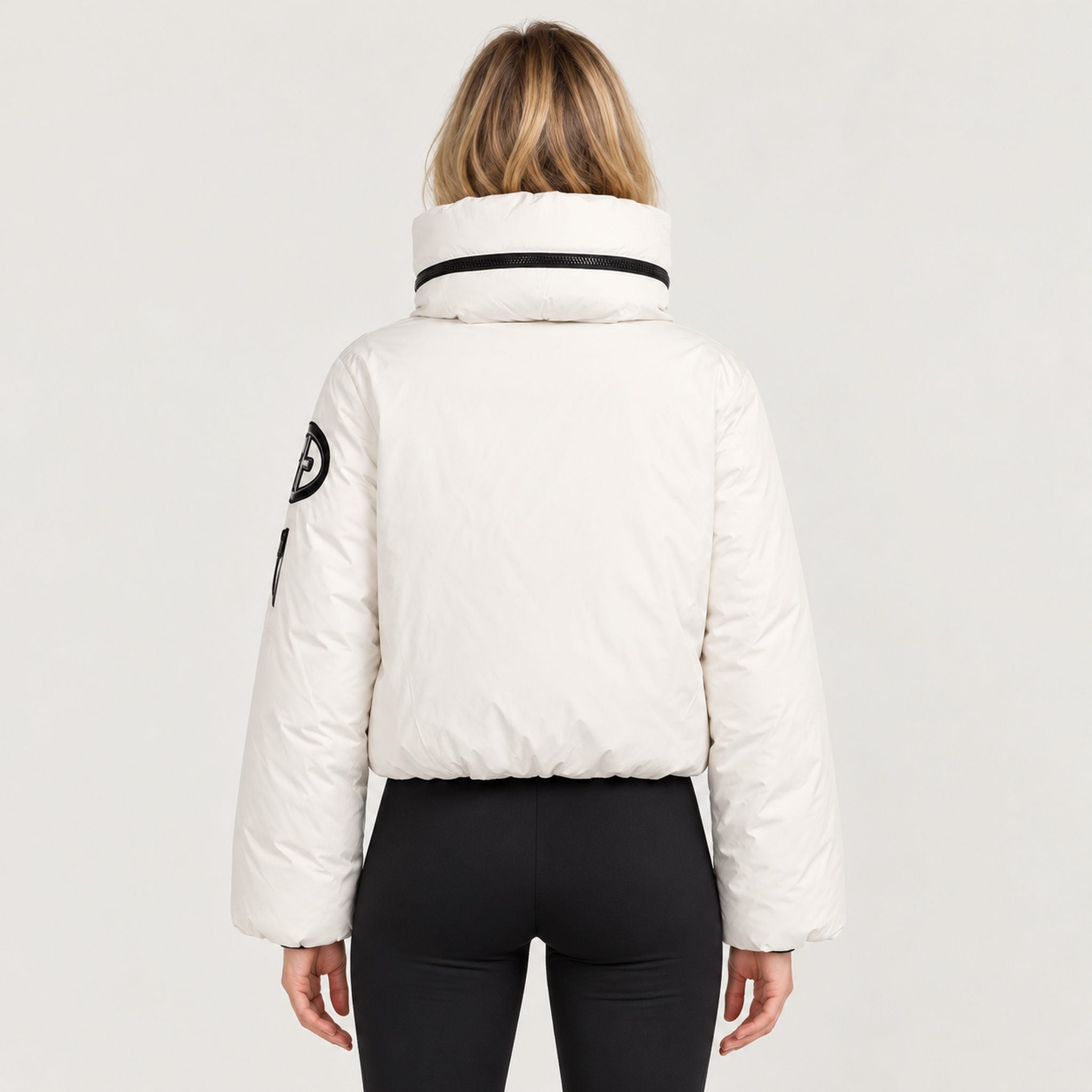 Goldbergh womens Porter Ski Jacket in White (Snow White) - model back. AI-generated from manufacturer imagery.