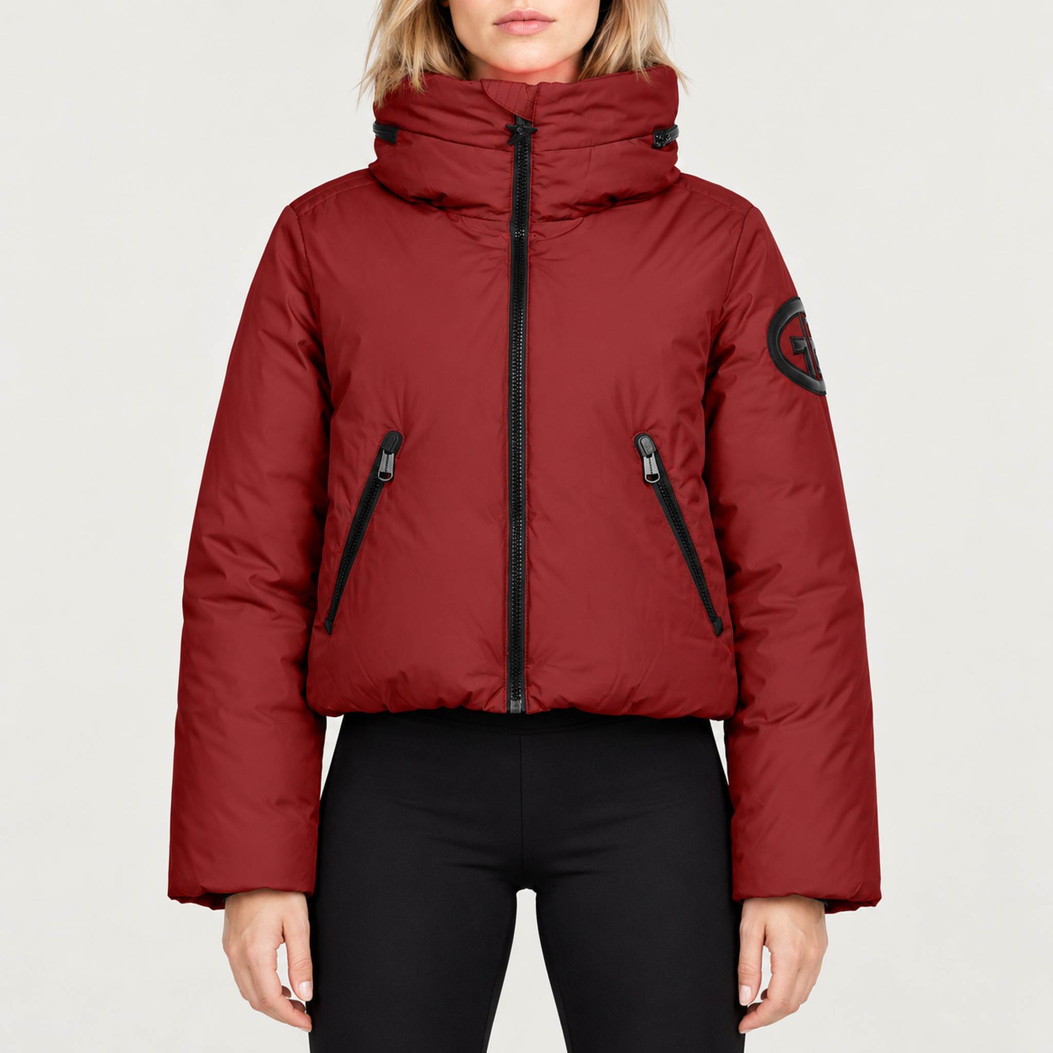 Goldbergh womens Porter Ski Jacket in Vino Rosso (Vino Rosso) - model front. AI-generated from manufacturer imagery.