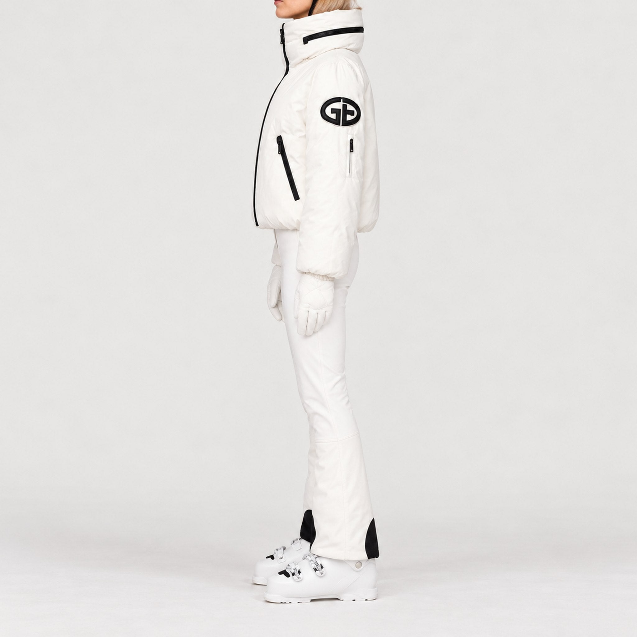 Goldbergh women's Porter Ski Jacket in White – side on model.